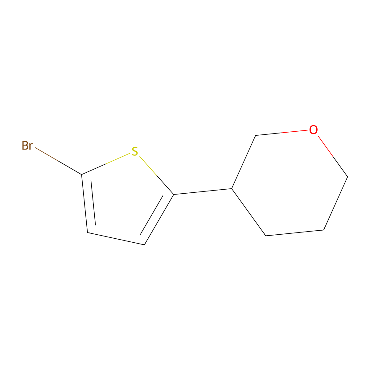 3-(5-bromothiophen-2-yl)tetrahydro-2H-pyran molecular structure, CAS 1159821-37-0
