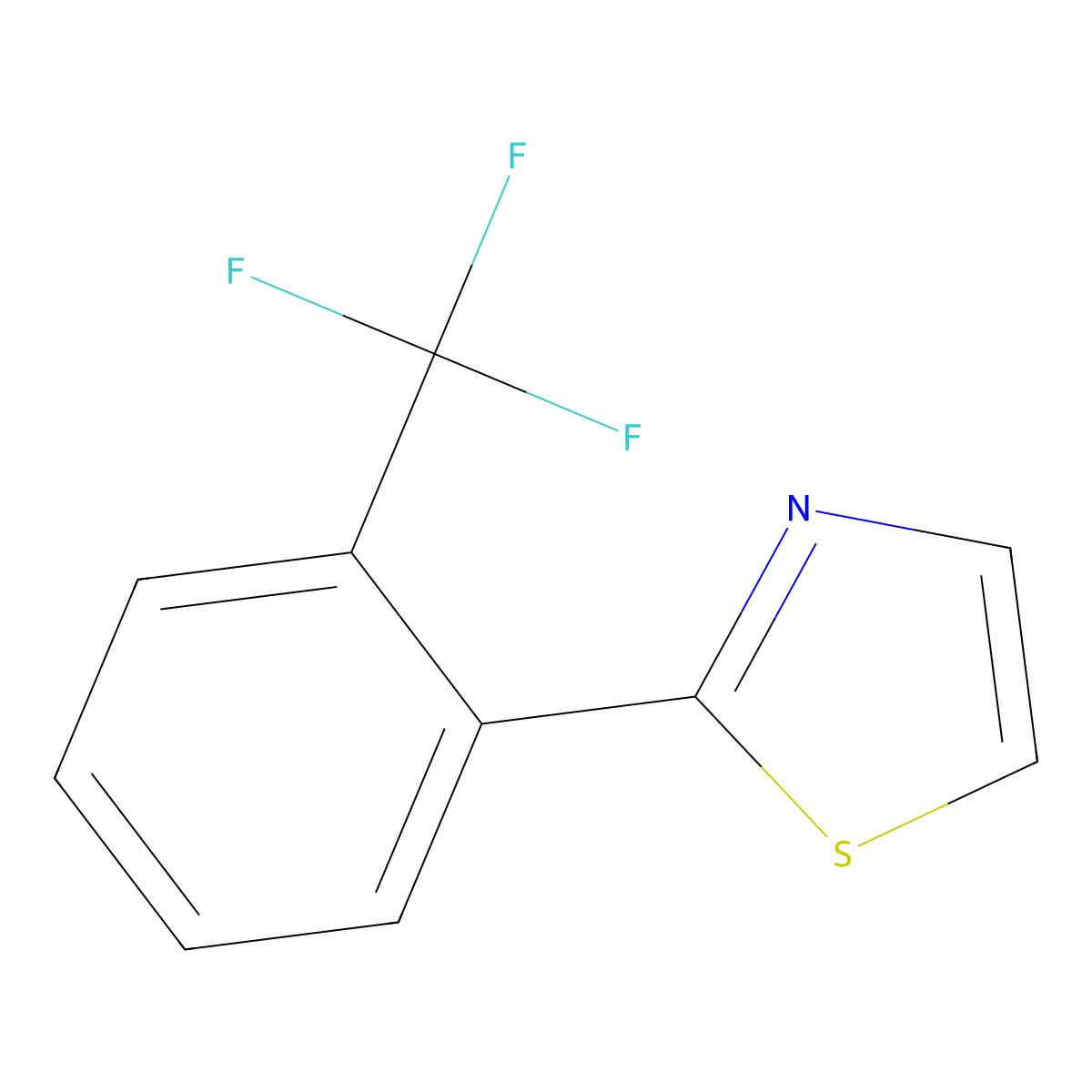 2-[2-(Trifluoromethyl)phenyl]-1,3-thiazole molecular structure, CAS 1159821-68-7