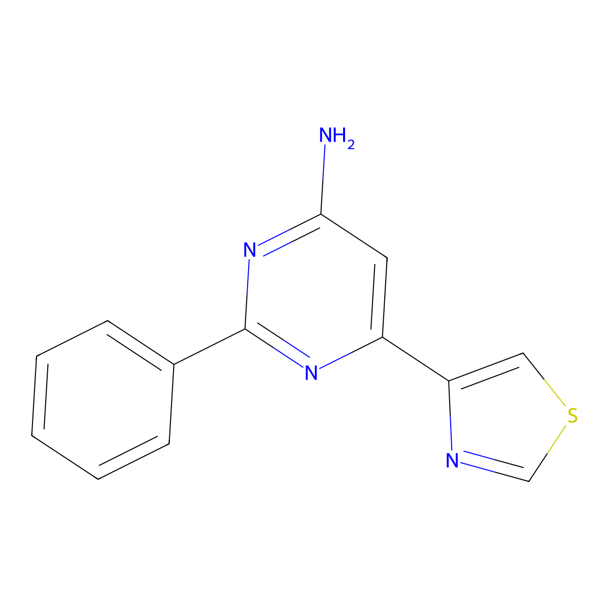 4-Amino-2-phenyl-6-(4-thiazolyl)pyrimidine molecular structure, CAS 1159821-78-9