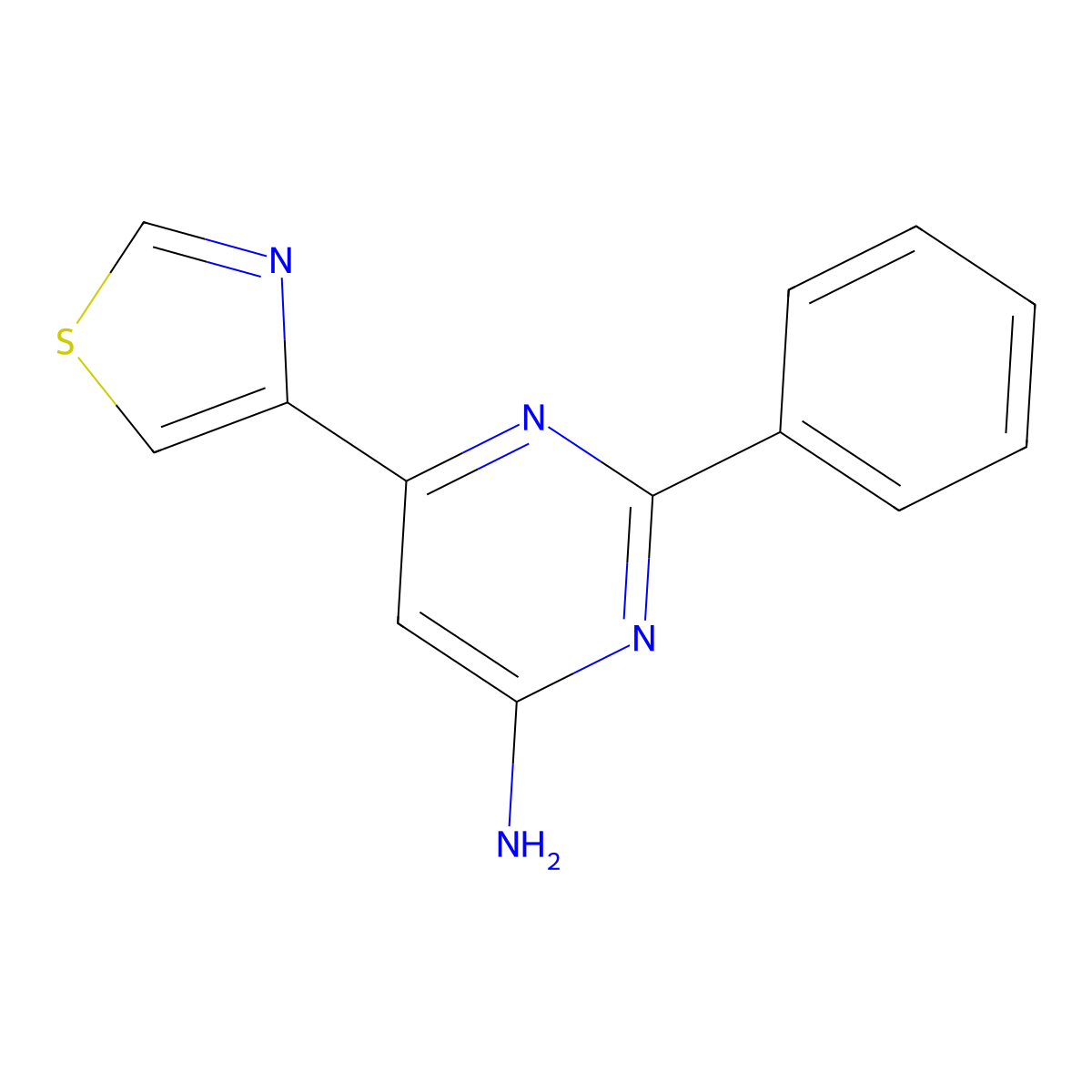 4-Amino-2-phenyl-6-(4-thiazolyl)pyrimidine molecular structure, CAS 1159821-78-9