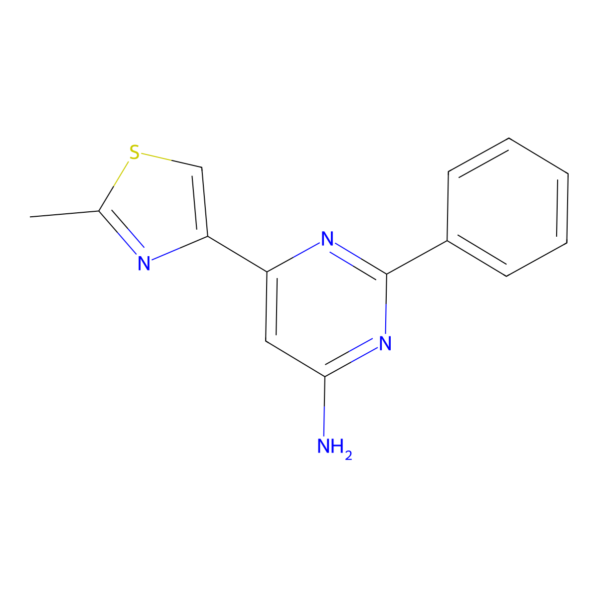 4-Amino-2-phenyl-6-(2-methyl-4-thiazolyl)pyrimidine molecular structure, CAS 1159821-85-8