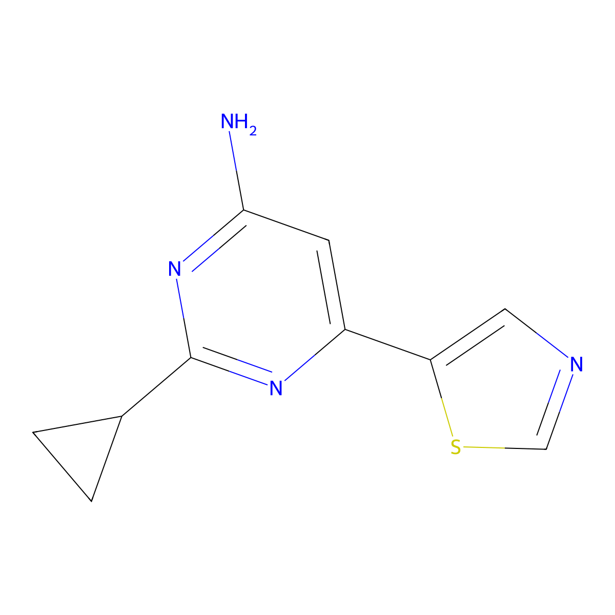 4-Amino-6-(5-thiazolyl)-2-cyclopropylpyrimidine molecular structure, CAS 1159822-00-0