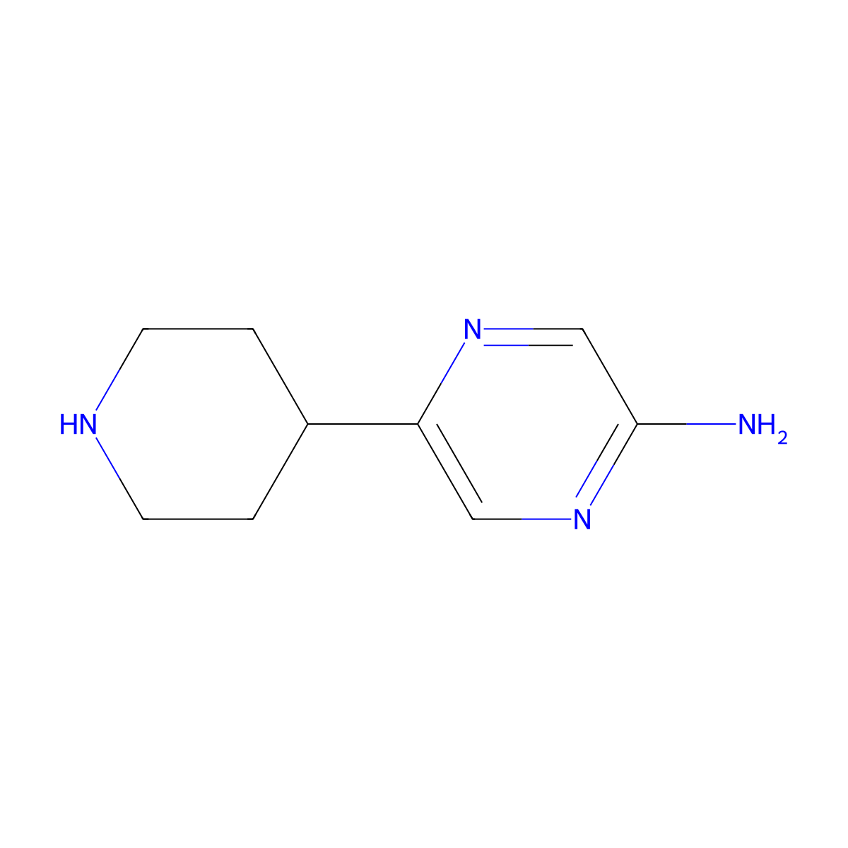 2-Amino-5-(piperidin-4-yl)pyrazine molecular structure, CAS 1159822-15-7