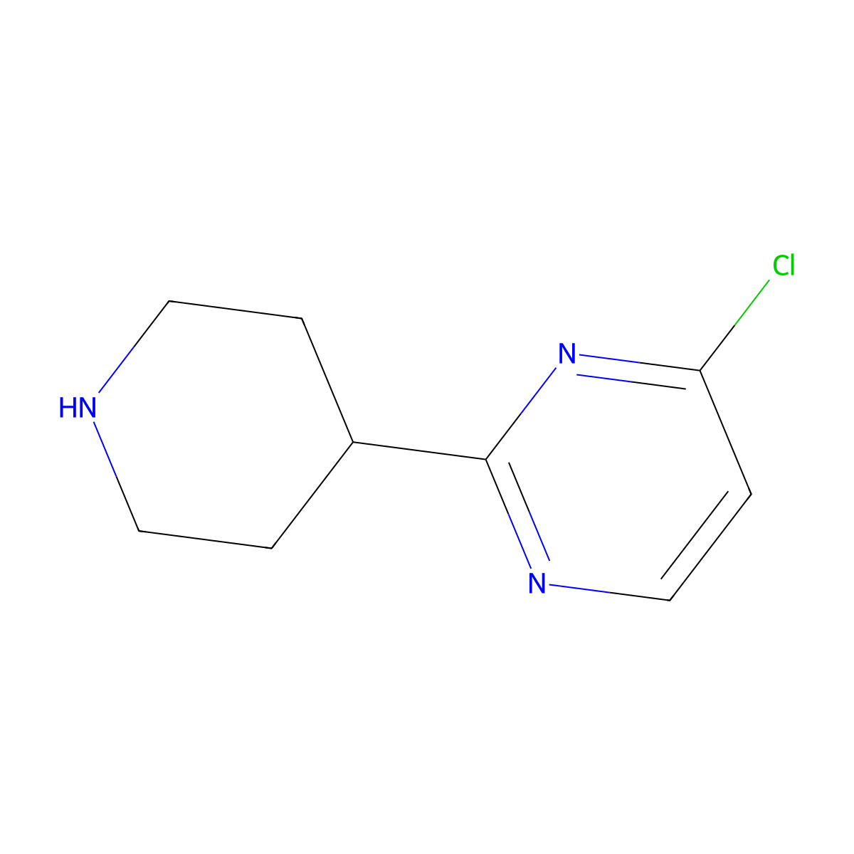 4-Chloro-2-(4-piperidin-4-yl)pyrimidine molecular structure, CAS 1159822-16-8