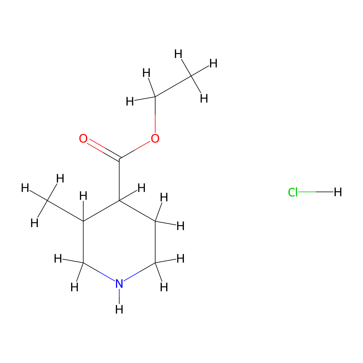 Ethyl 3-methylpiperidine-4-carboxylate hydrochloride molecular structure, CAS 1159822-87-3