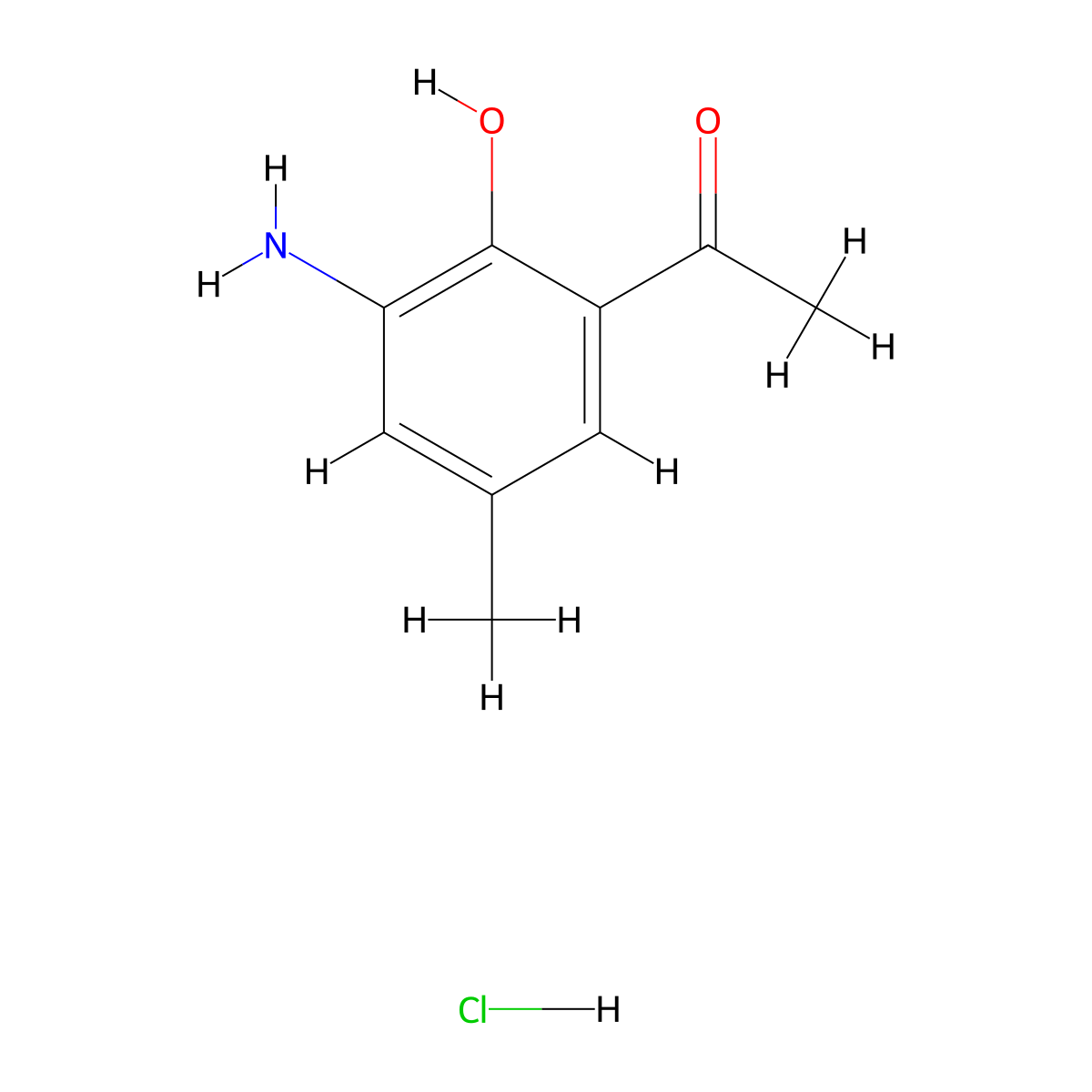 3-Amino-2-hydroxy-5-methyl acetylbenzene hcl molecular structure, CAS 1159822-89-5