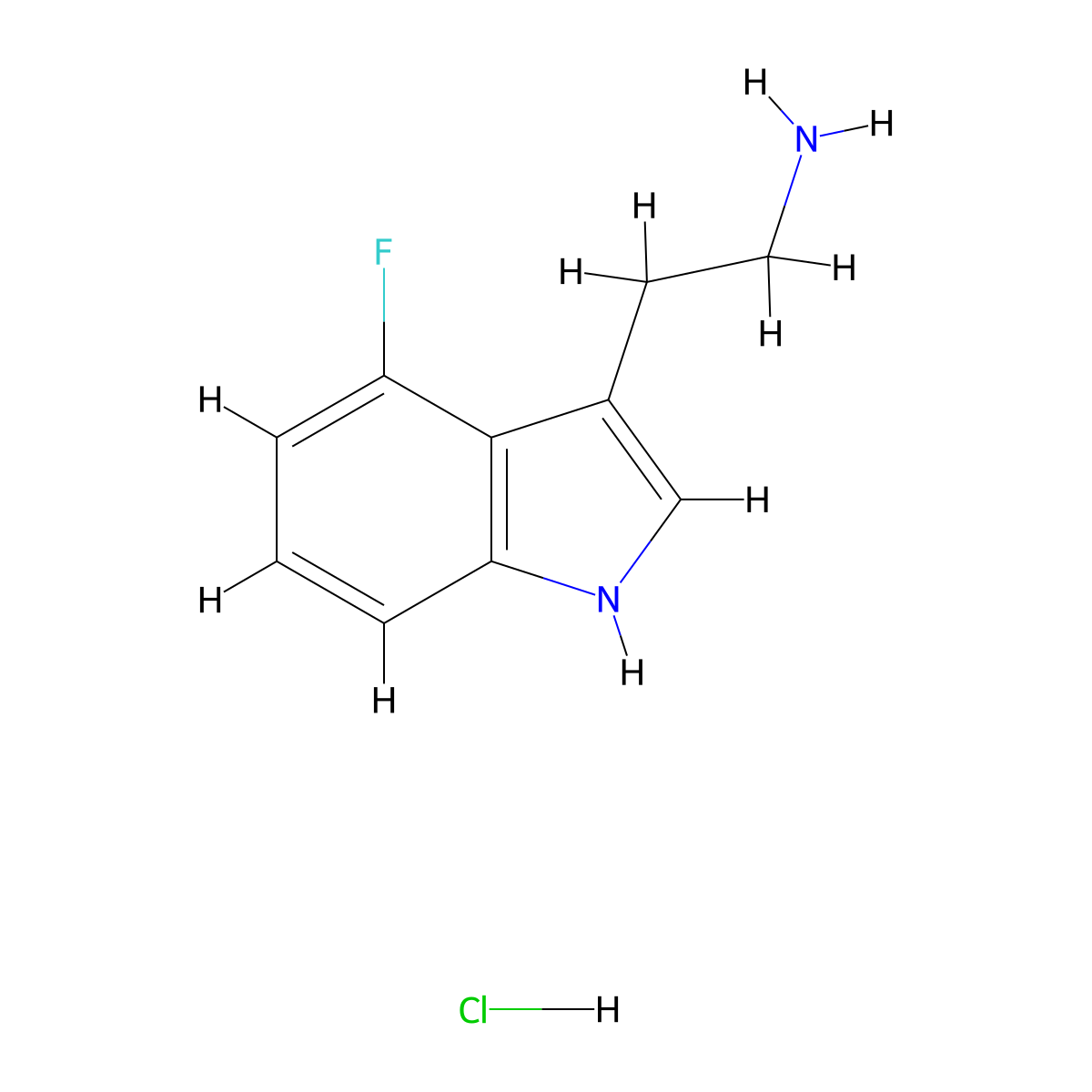 2-(4-fluoro-1H-indol-3-yl)ethan-1-amine hydrochloride molecular structure, CAS 1159822-98-6