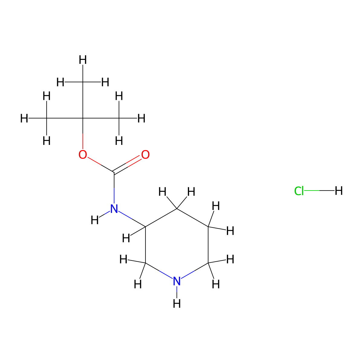 Carbamic acid, N-3-piperidinyl-, 1,1-dimethylethyl ester, hydrochloride (1:1) molecular structure, CAS 1159823-00-3