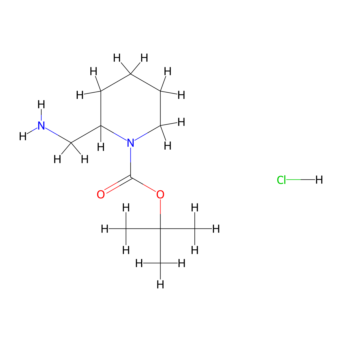tert-Butyl 2-(aminomethyl)piperidine-1-carboxylate hydrochloride molecular structure, CAS 1159823-04-7