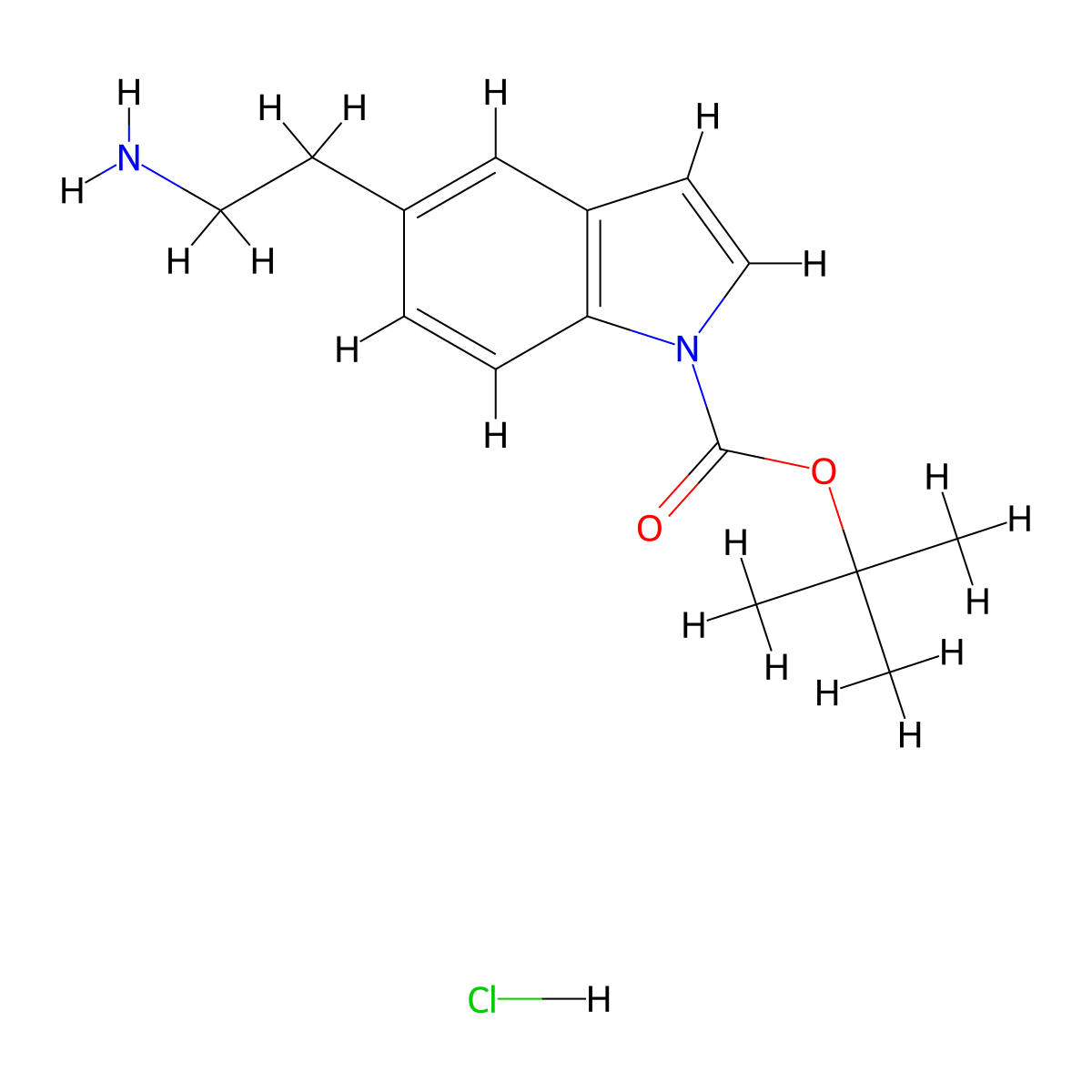 tert-butyl 5-(2-aminoethyl)-1H-indole-1-carboxylate hydrochloride molecular structure, CAS 1159823-50-3