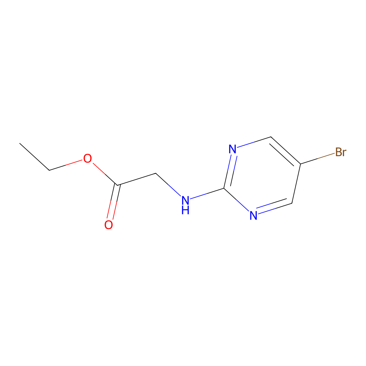 Ethyl 2-(5-bromopyrimidin-2-ylamino)acetate molecular structure, CAS 1159823-83-2