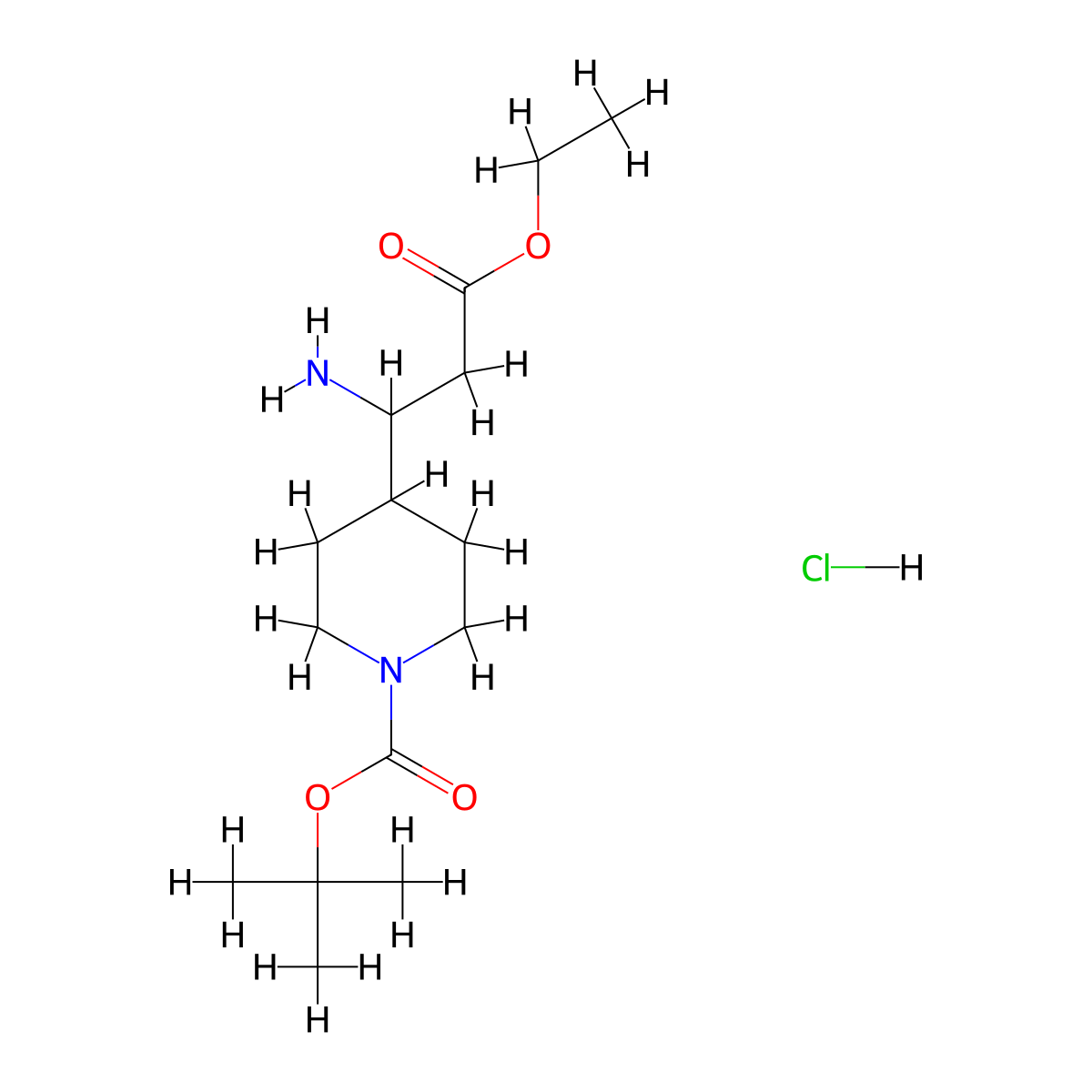 tert-Butyl 4-(1-amino-3-ethoxy-3-oxopropyl)piperidine-1-carboxylate hydrochloride molecular structure, CAS 1159824-10-8