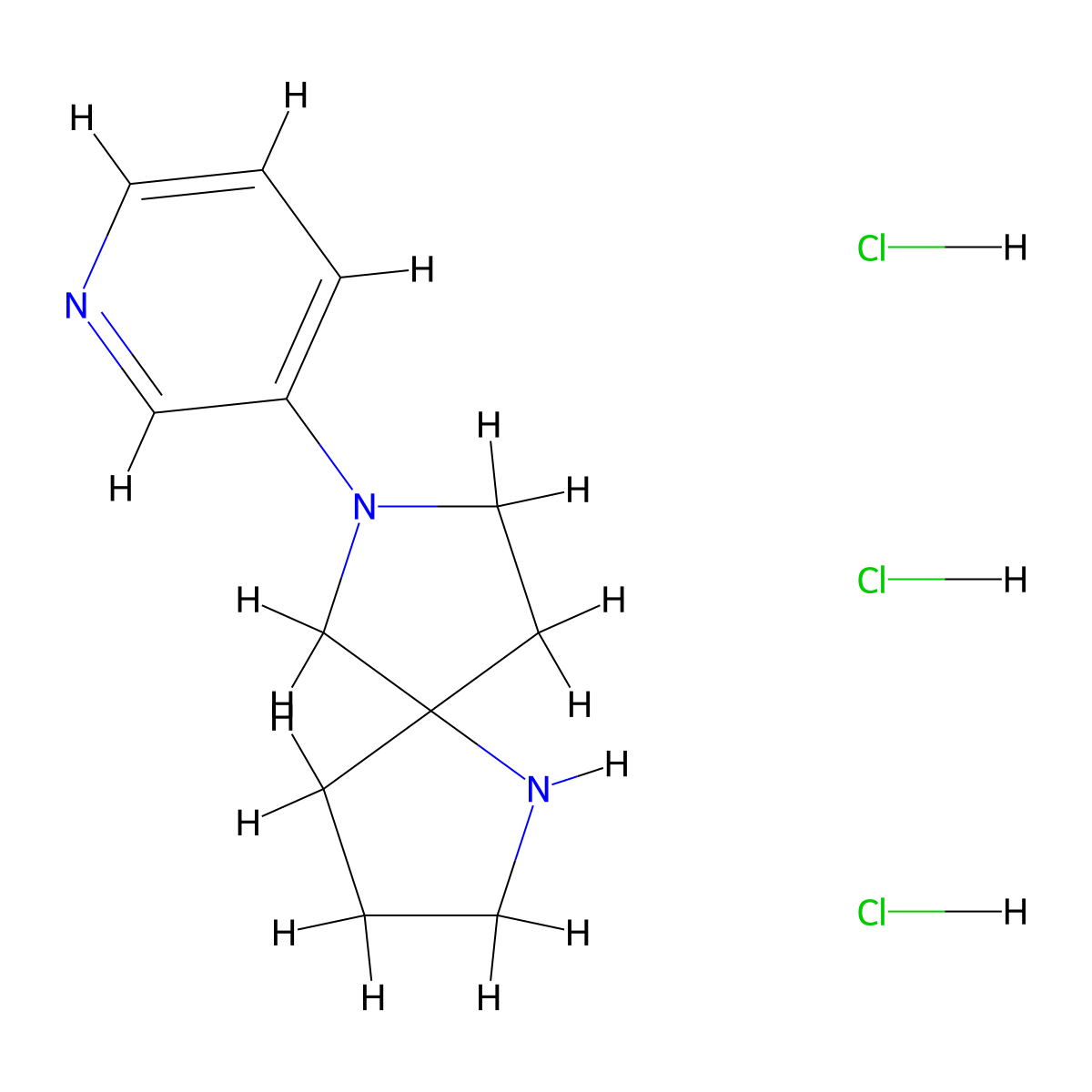 7-Pyridin-3-yl-1,7-diaza-spiro[4.4]nonane 3HCl molecular structure, CAS 1159824-71-1
