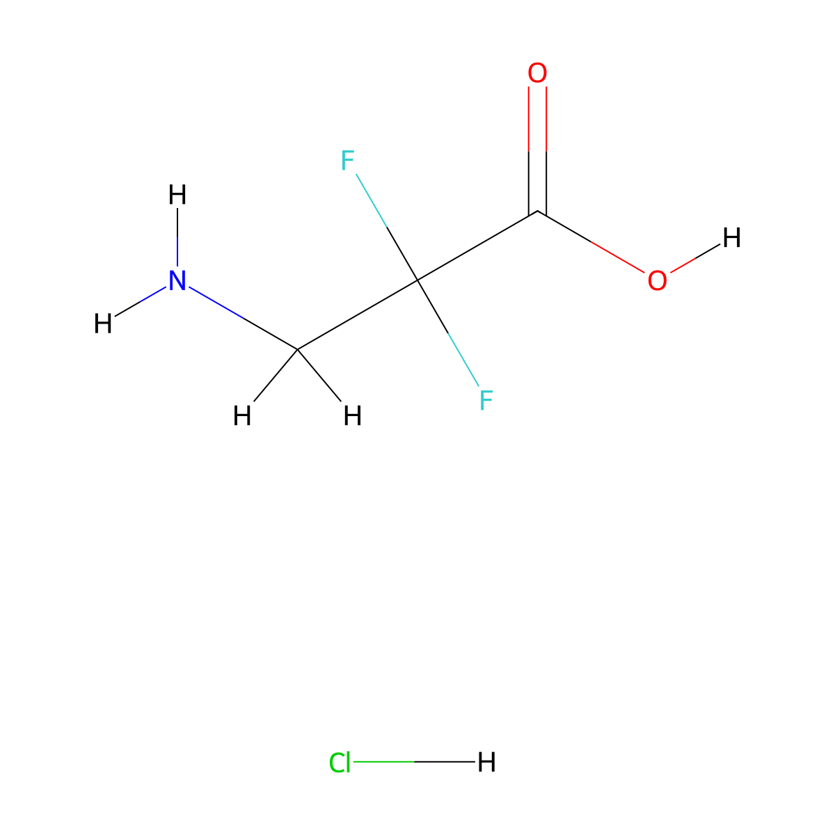 3-Amino-2,2-difluoropropanoic acid hydrochloride molecular structure, CAS 1159825-06-5