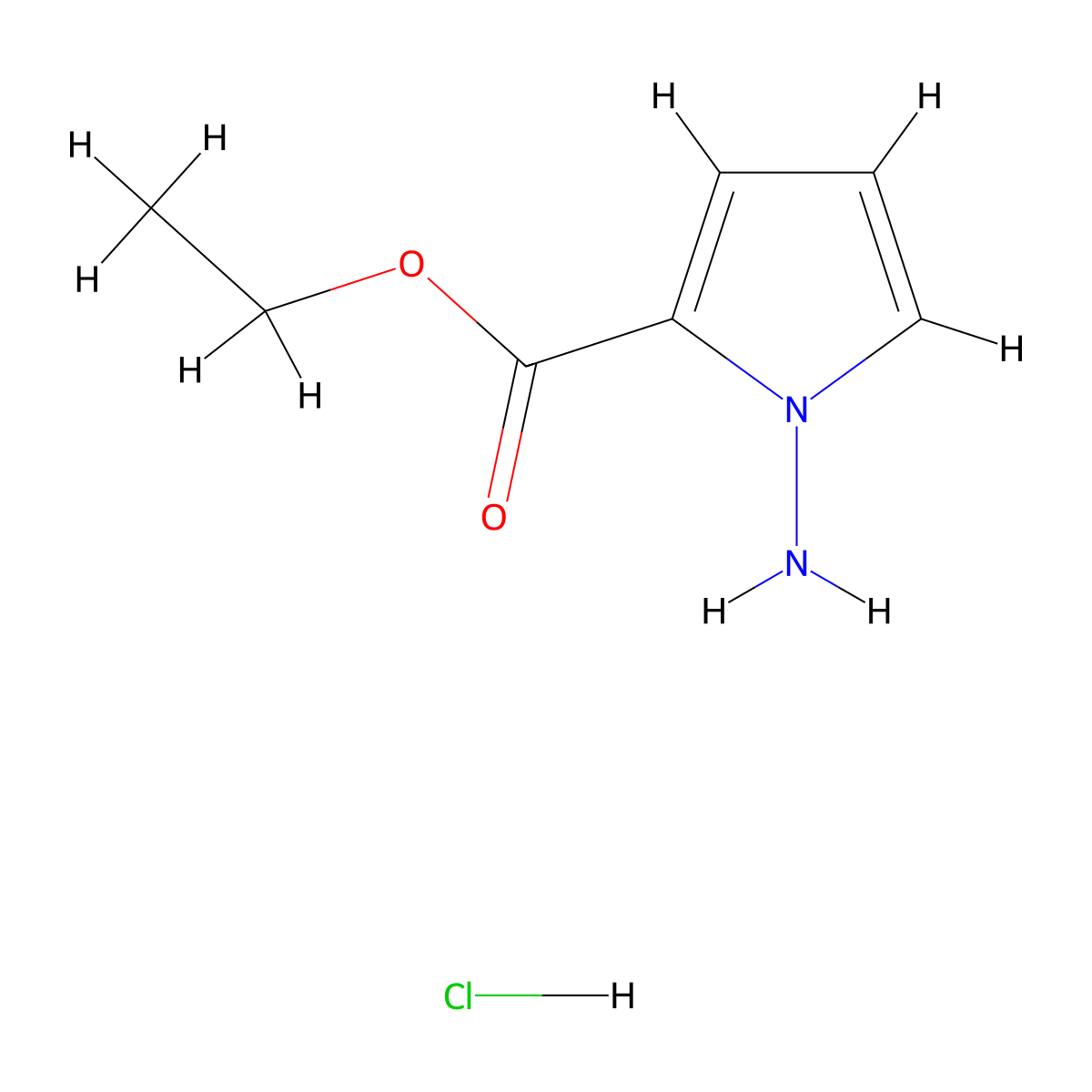Ethyl 1-amino-1H-pyrrole-2-carboxylate hydrochloride molecular structure, CAS 1159825-10-1