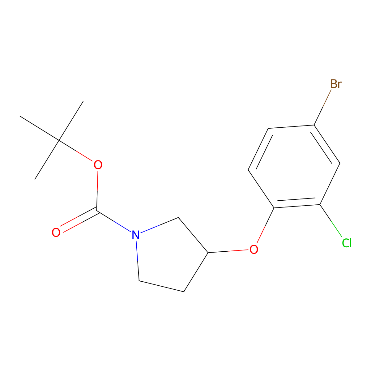 Tert-butyl 3-(4-bromo-2-chlorophenoxy)pyrrolidine-1-carboxylate molecular structure, CAS 1159825-17-8