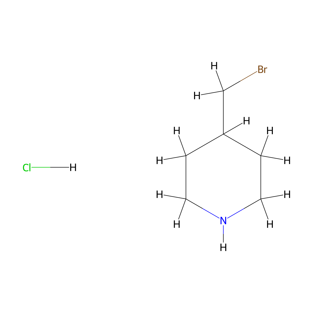 4-Bromomethylpiperidine hcl molecular structure, CAS 1159825-22-5