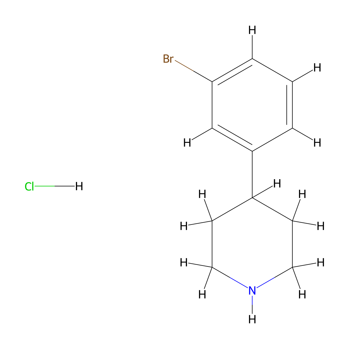 4-(3-Bromophenyl)piperidine hydrochloride molecular structure, CAS 1159825-25-8