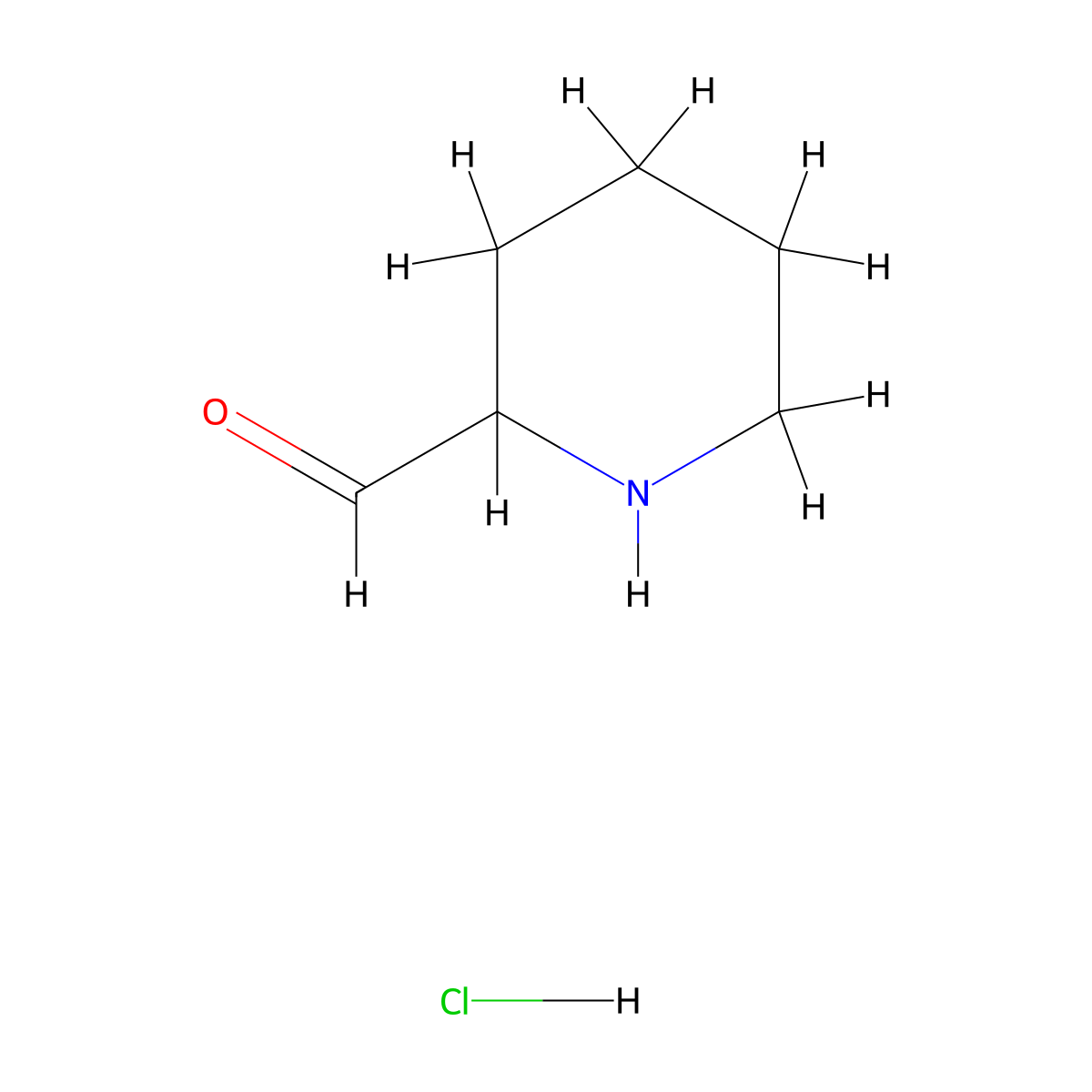 Piperidine-2-carbaldehyde hydrochloride molecular structure, CAS 1159825-30-5