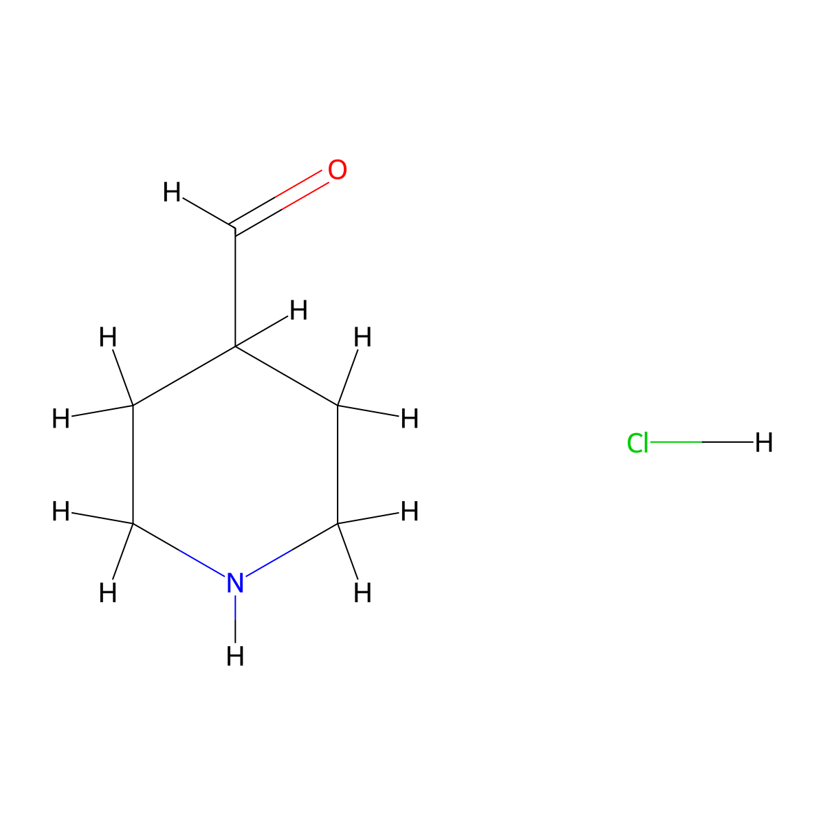 Piperidine-4-carbaldehyde hydrochloride molecular structure, CAS 1159825-32-7