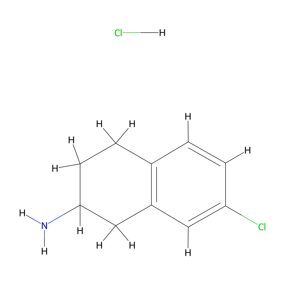 7-Chloro-1,2,3,4-tetrahydronaphthalen-2-amine hydrochloride molecular structure, CAS 1159825-40-7