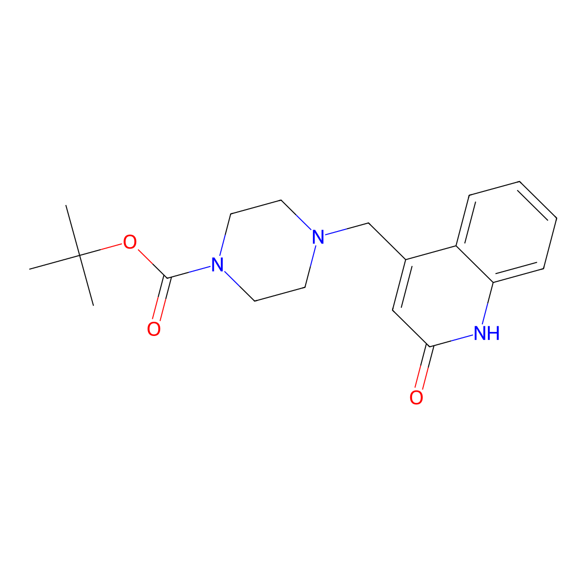 tert-Butyl 4-((2-oxo-1,2-dihydroquinolin-4-yl)methyl)piperazine-1-carboxylate molecular structure, CAS 1159826-01-3
