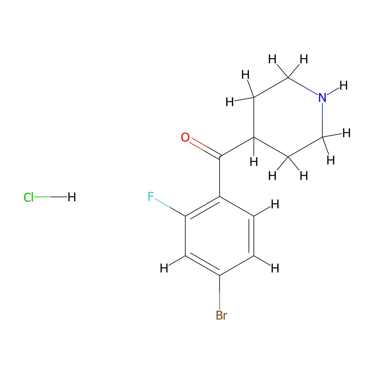 (4-Bromo-2-fluorophenyl)(piperidin-4-yl)methanone hydrochloride molecular structure, CAS 1159826-08-0