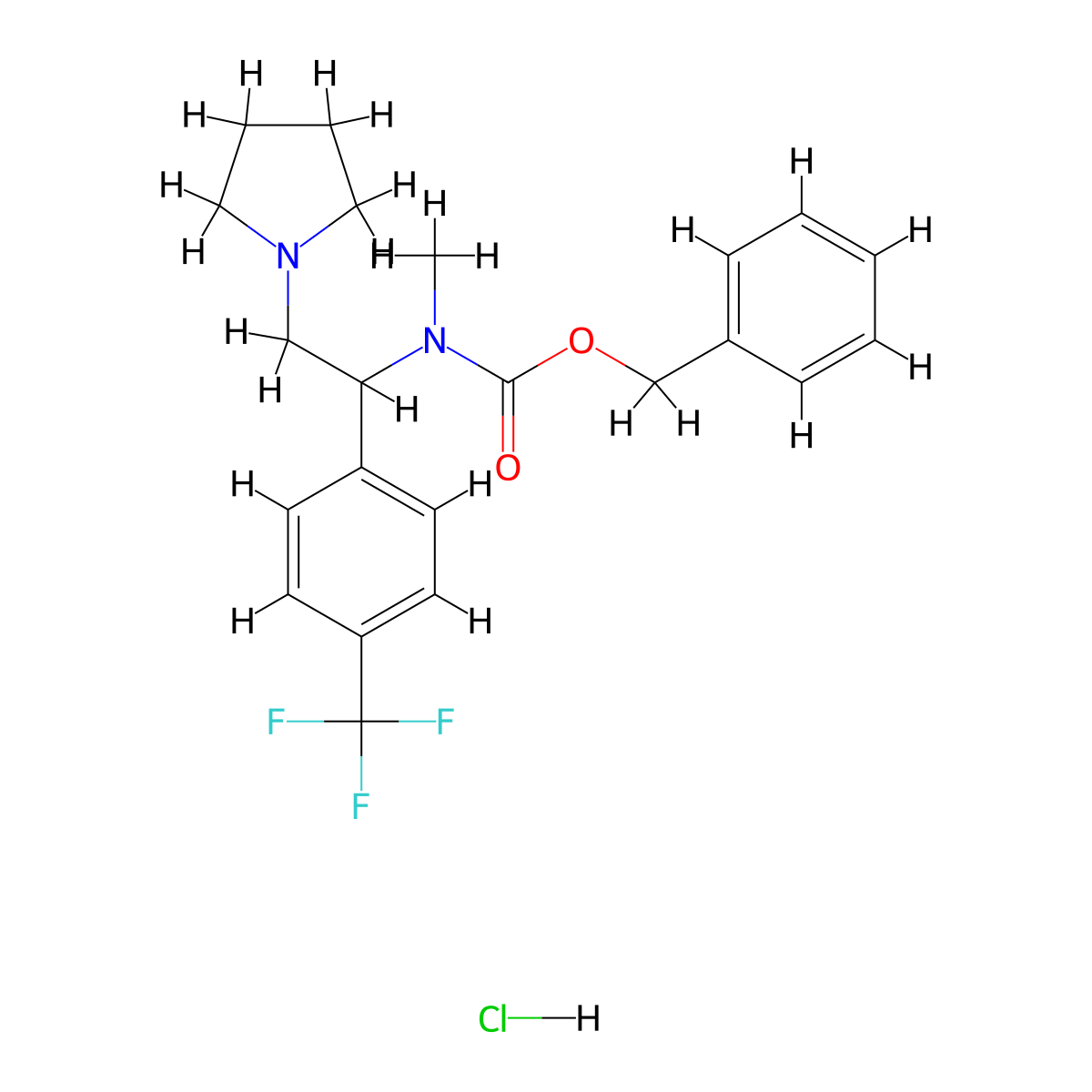 1-Pyrrolidin-2-(4'-trifluoromethylphenyl)-2-(N-Cbz-N-methyl)amino-ethane HCl molecular structure, CAS 1159826-10-4