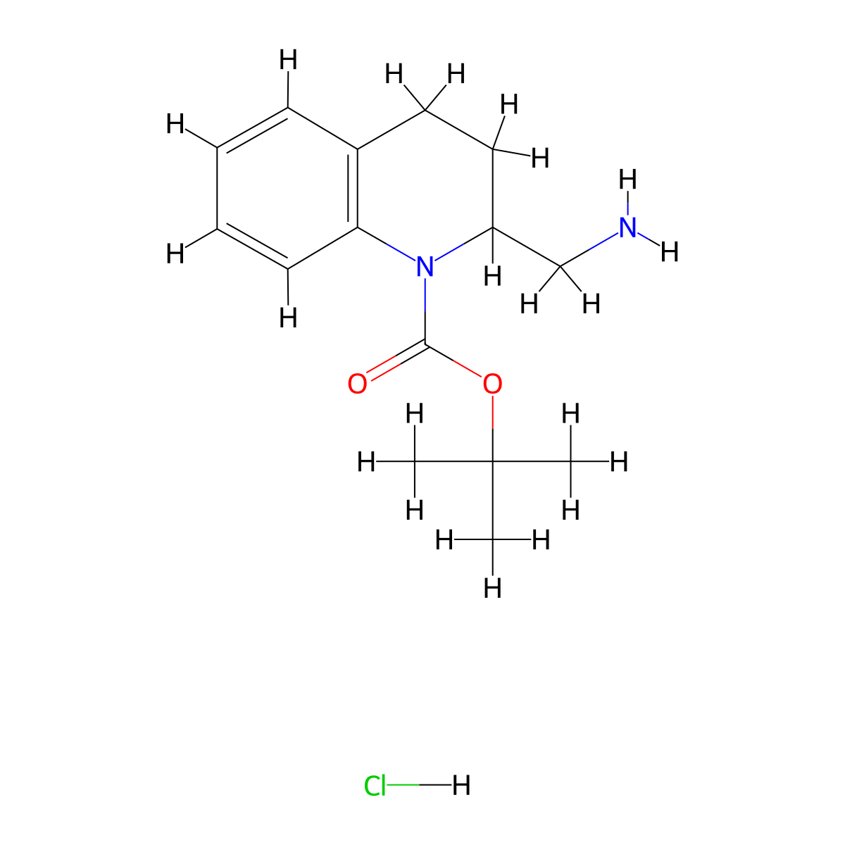 Tert-butyl 2-(aminomethyl)-3,4-dihydroquinoline-1(2h)-carboxylate hydrochloride molecular structure, CAS 1159826-22-8