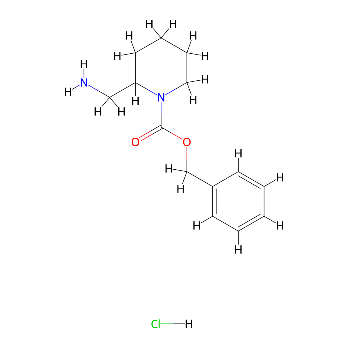 Benzyl 2-(aminomethyl)piperidine-1-carboxylate hydrochloride molecular structure, CAS 1159826-44-4
