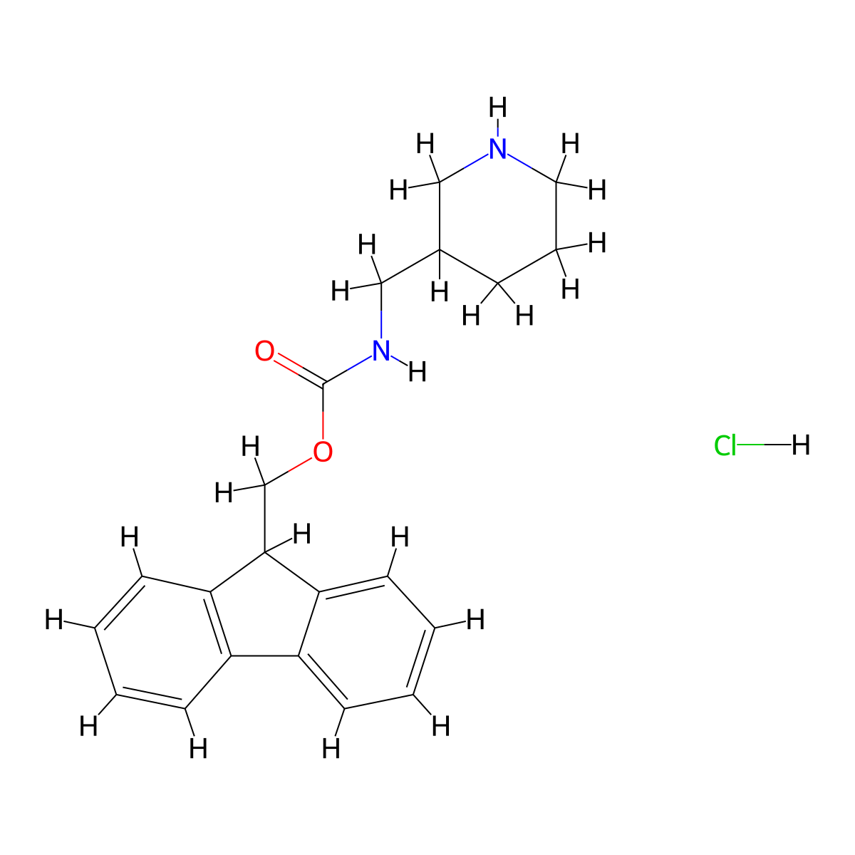 (9H-Fluoren-9-yl)methyl (piperidin-3-ylmethyl)carbamate hydrochloride molecular structure, CAS 1159826-46-6