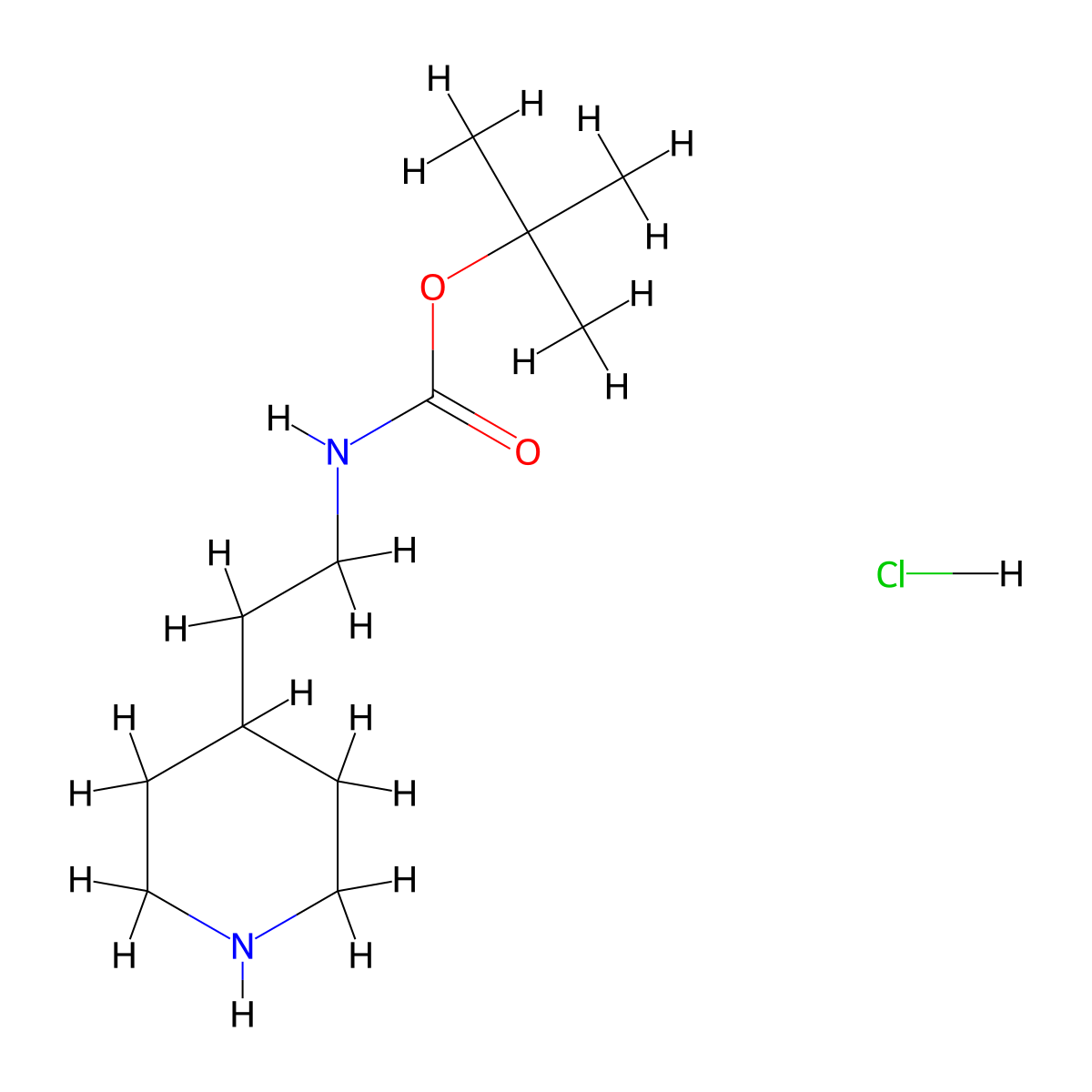 Carbamic acid, N-(2-(4-piperidinyl)ethyl)-, 1,1-dimethylethyl ester, hydrochloride (1:1) molecular structure, CAS 1159826-58-0