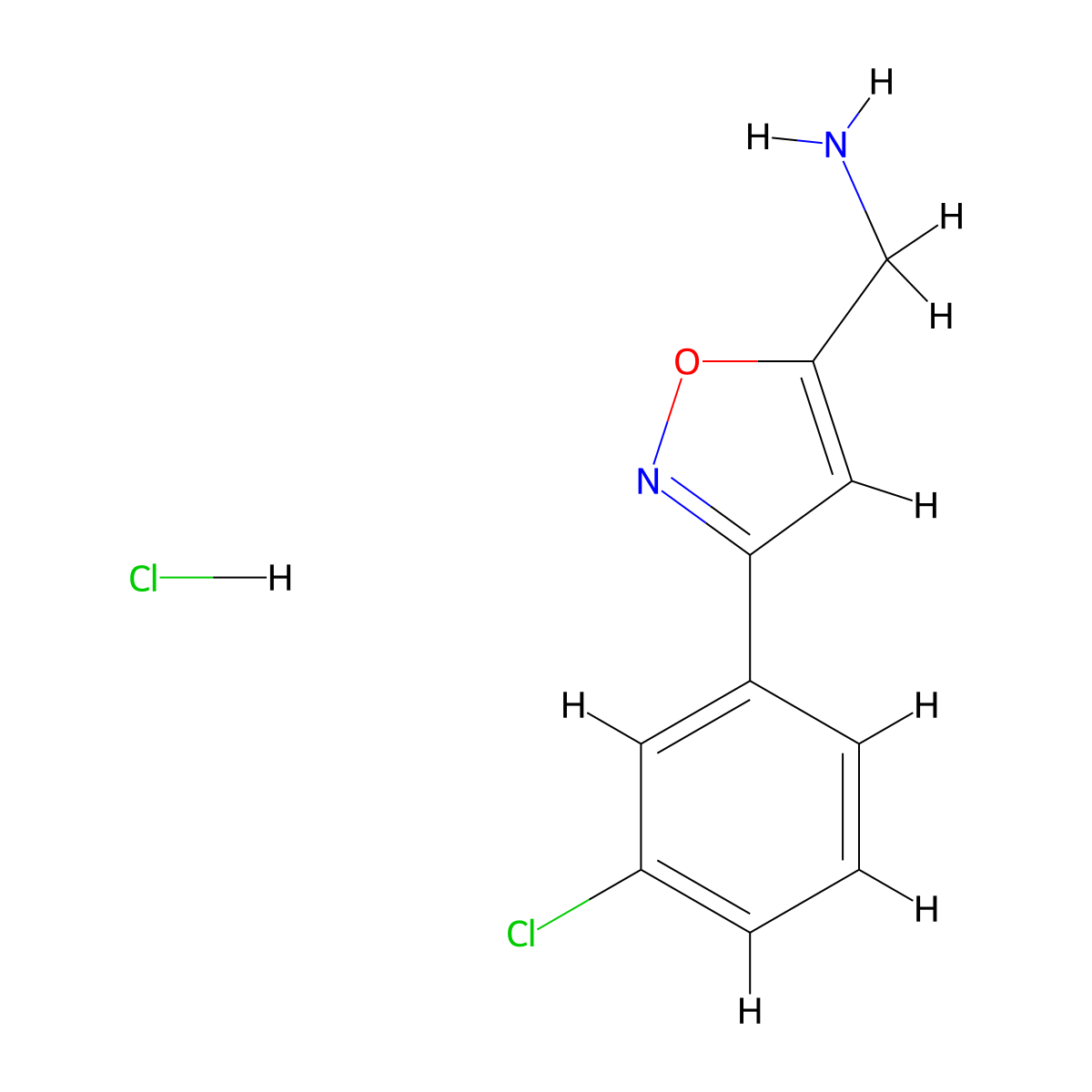 (3-(3-Chlorophenyl)isoxazol-5-yl)methanamine hydrochloride molecular structure, CAS 1159826-68-2
