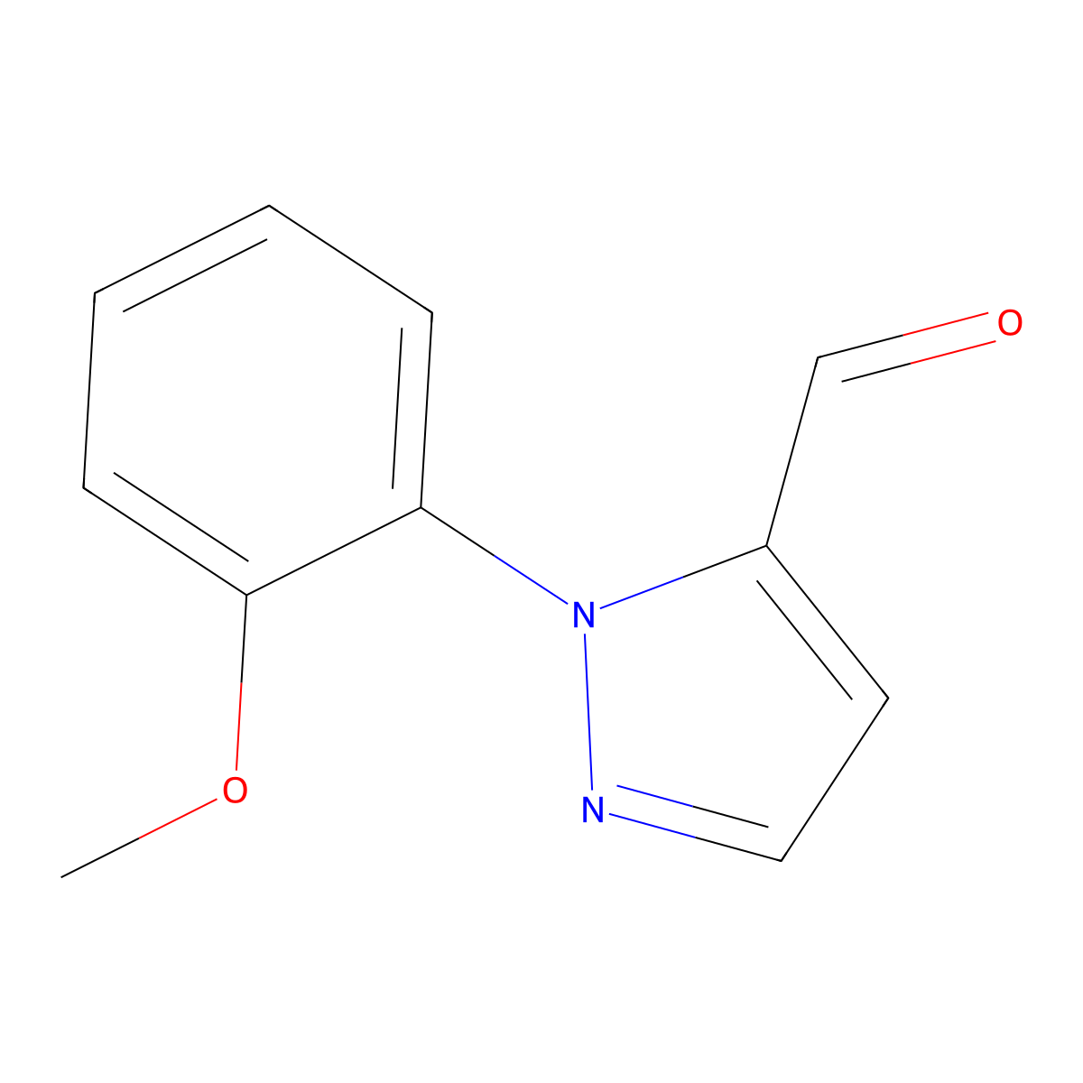 1-(2-methoxyphenyl)-1H-pyrazole-5-carbaldehyde molecular structure, CAS 1159830-34-8