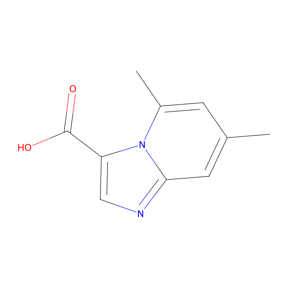 5,7-Dimethylimidazo[1,2-a]pyridine-3-carboxylic acid molecular structure, CAS 1159832-31-1