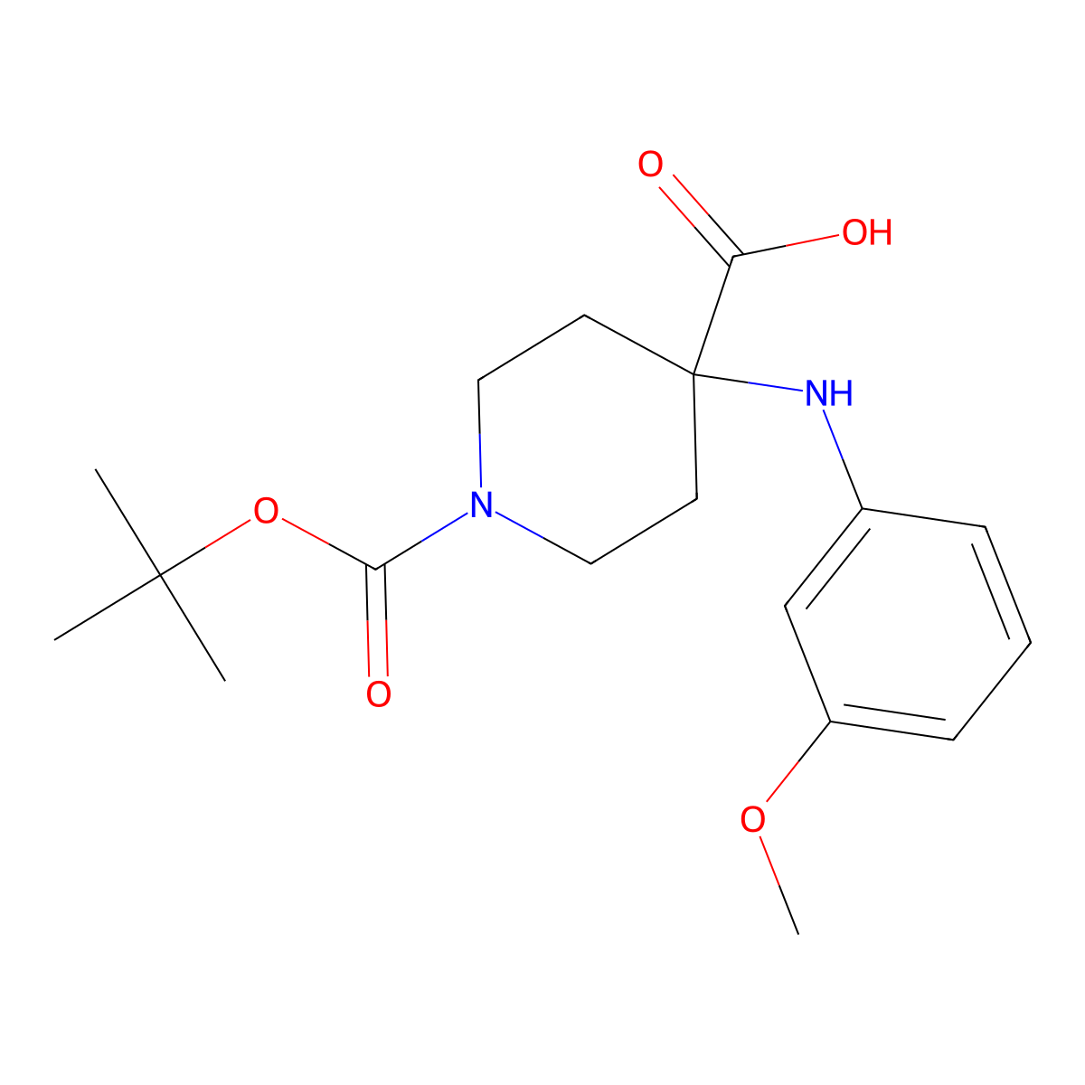 1-(Tert-butoxycarbonyl)-4-((3-methoxyphenyl)amino)piperidine-4-carboxylic acid molecular structure, CAS 1159835-35-4