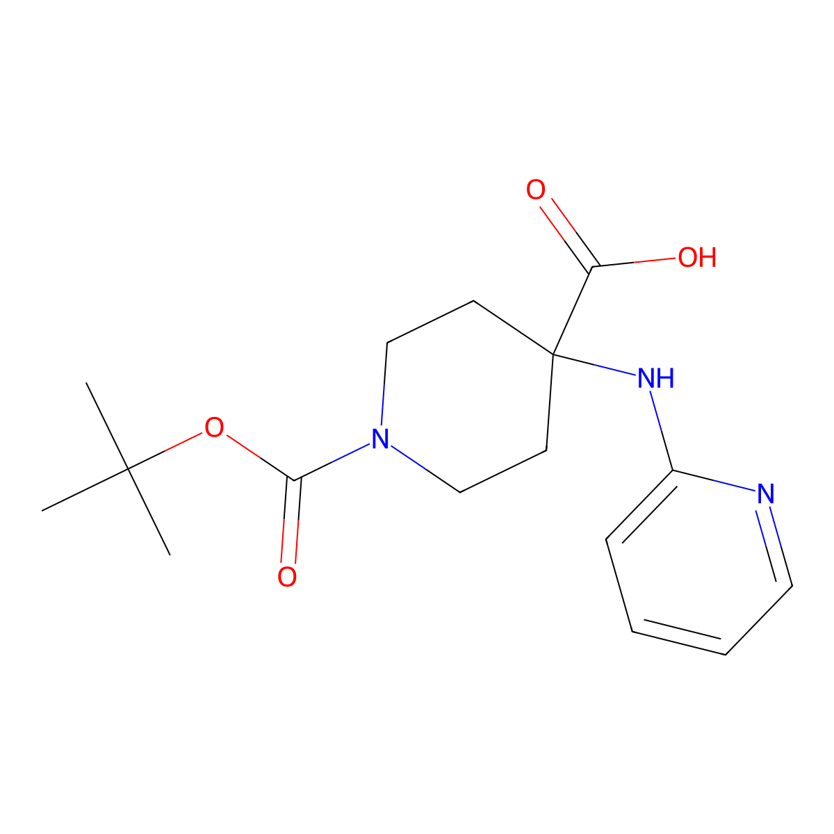 1-(tert-Butoxycarbonyl)-4-(pyridin-2-ylamino)piperidine-4-carboxylic acid molecular structure, CAS 1159835-37-6
