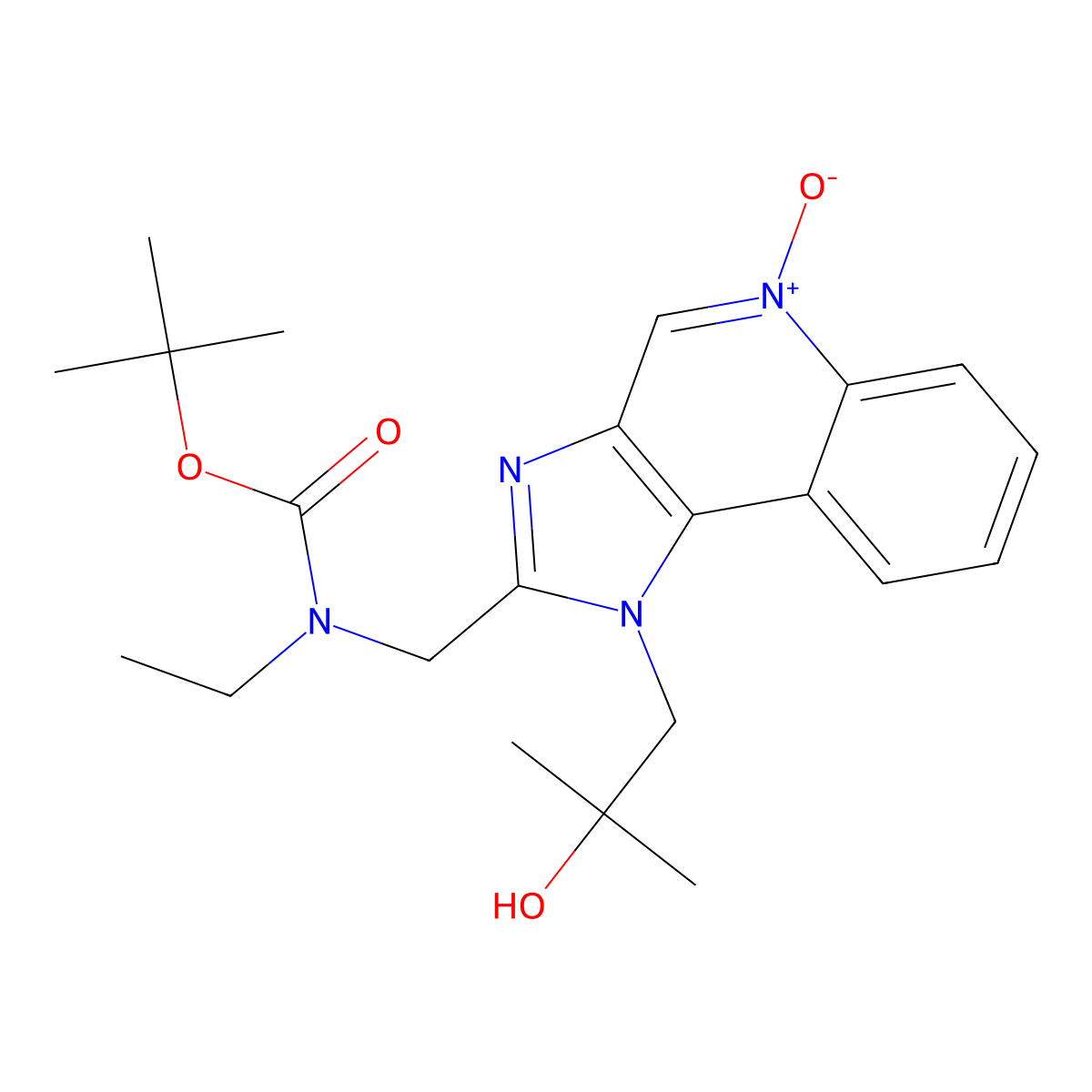 2-((Tert-butoxycarbonyl(ethyl)amino)methyl)-1-(2-hydroxy-2-methylpropyl)-1H-imidazo[4,5-C]quinoline 5-oxide molecular structure, CAS 1159840-74-0