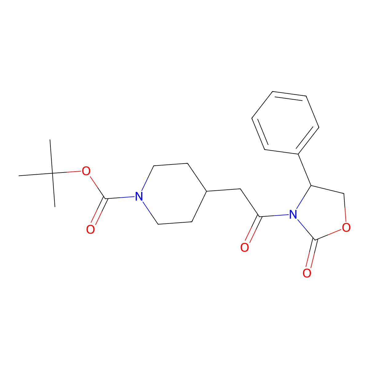 4-[2-Oxo-2-(2-oxo-4(R)-phenyl-oxazolidin-3-yl)-ethyl]-piperidine-1-carboxylic acid tert-butyl ester molecular structure, CAS 1159845-42-7