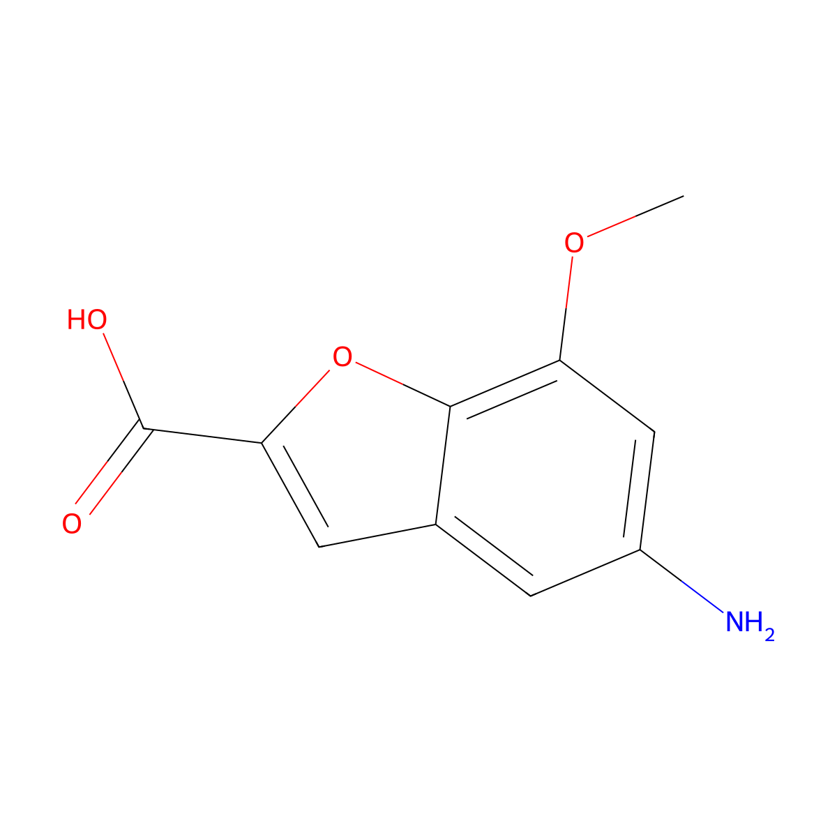5-Amino-7-methoxy-1-benzofuran-2-carboxylic acid molecular structure, CAS 1159877-54-9