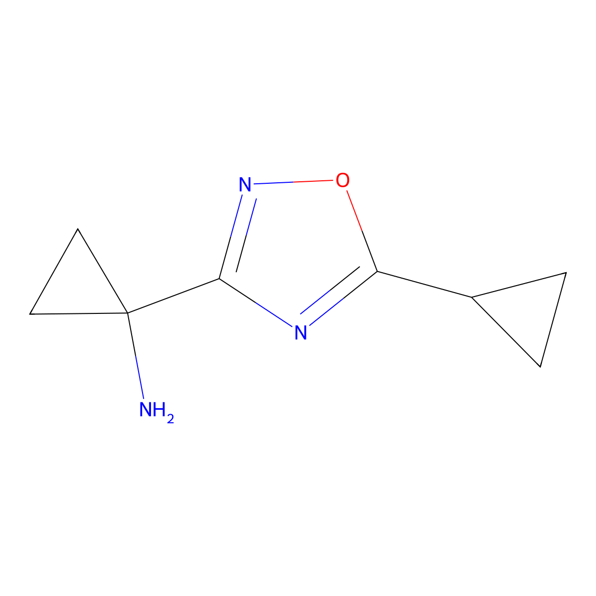 1-(5-Cyclopropyl-1,2,4-oxadiazol-3-yl)cyclopropanamine molecular structure, CAS 1159878-31-5