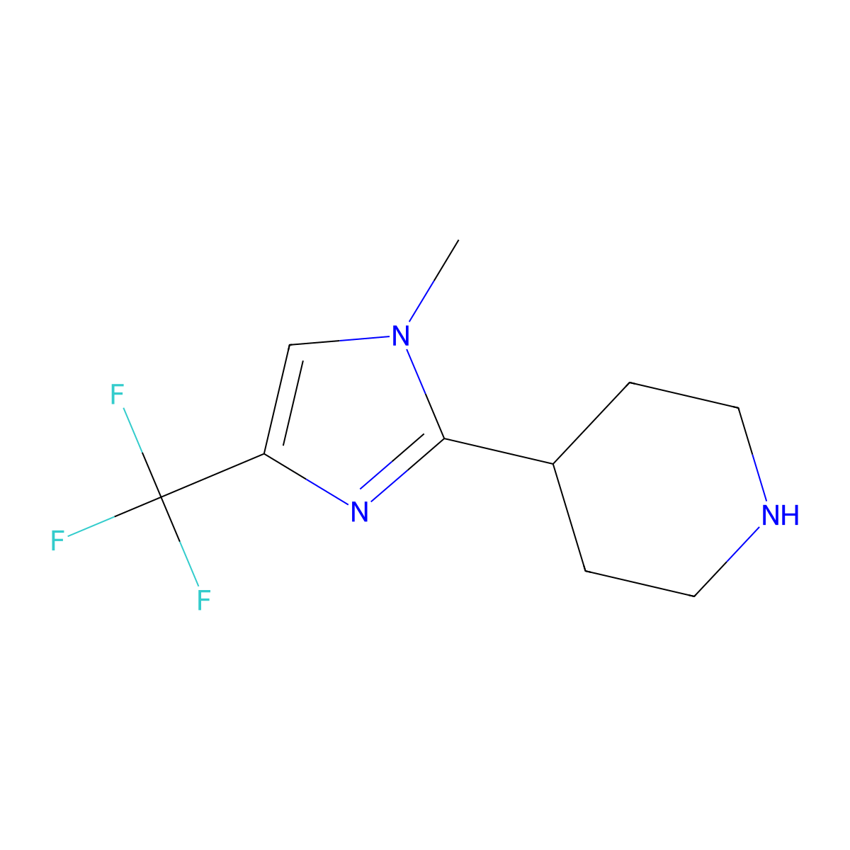 4-[1-Methyl-4-(trifluoromethyl)imidazol-2-yl]piperidine molecular structure, CAS 1159882-40-2