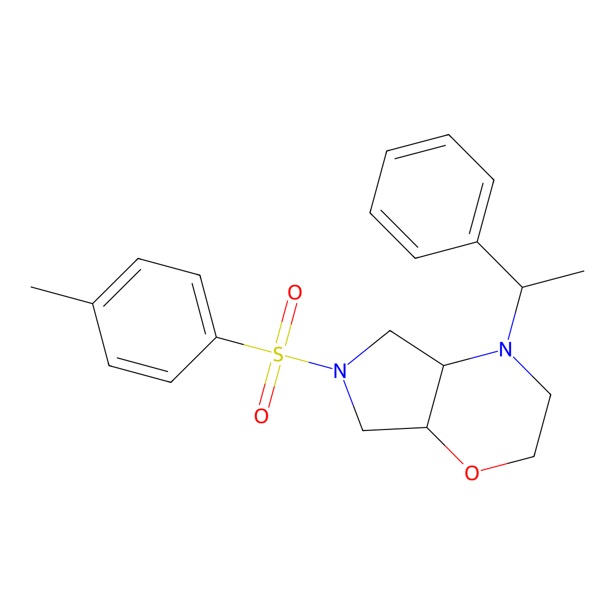 (4aS,7aS)-4-((R)-1-phenylethyl)-6-tosyloctahydropyrrolo[3,4-b][1,4]oxazine molecular structure, CAS 1159908-21-0
