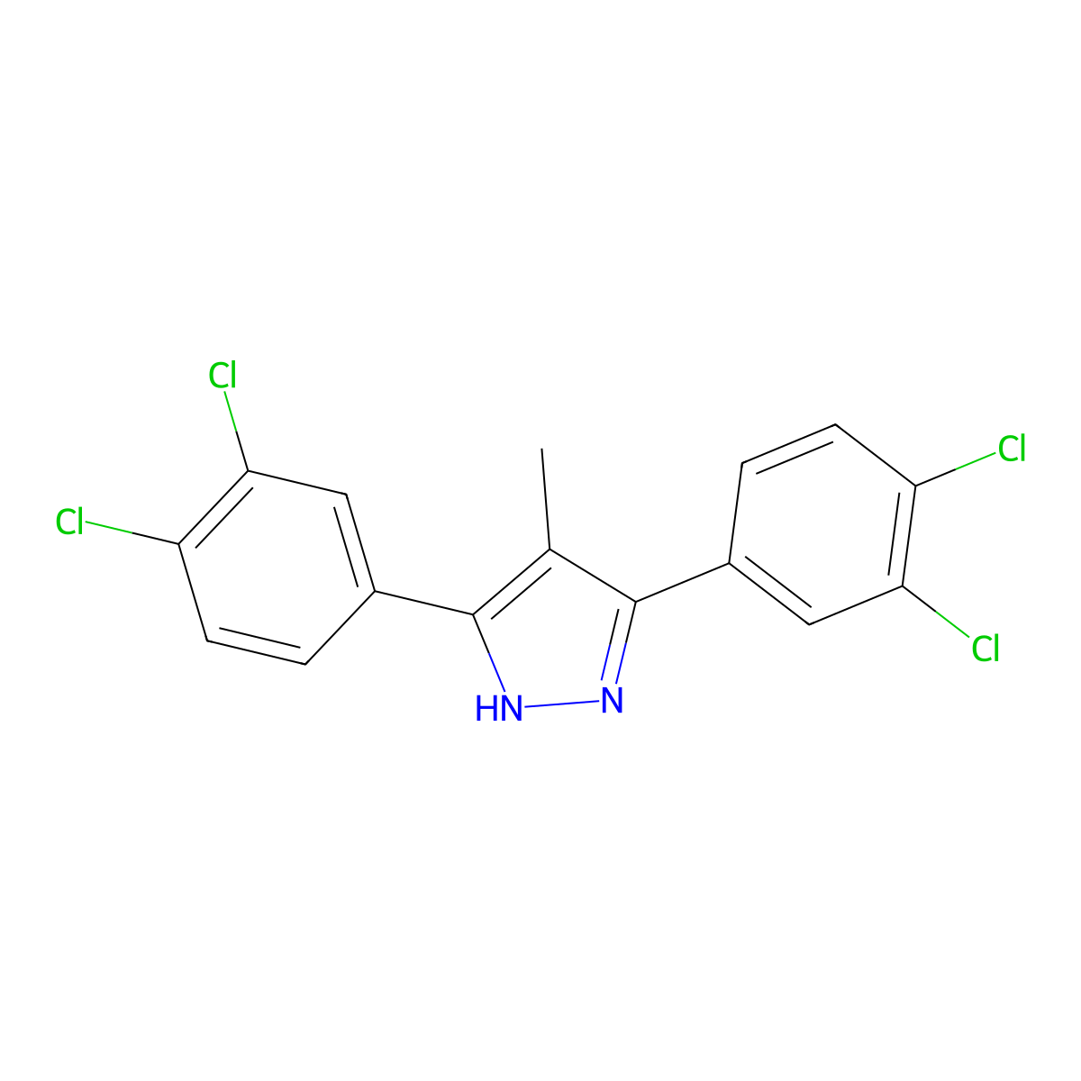 3,5-bis(3,4-dichlorophenyl)-4-methyl-1H-pyrazole molecular structure, CAS 1159918-93-0