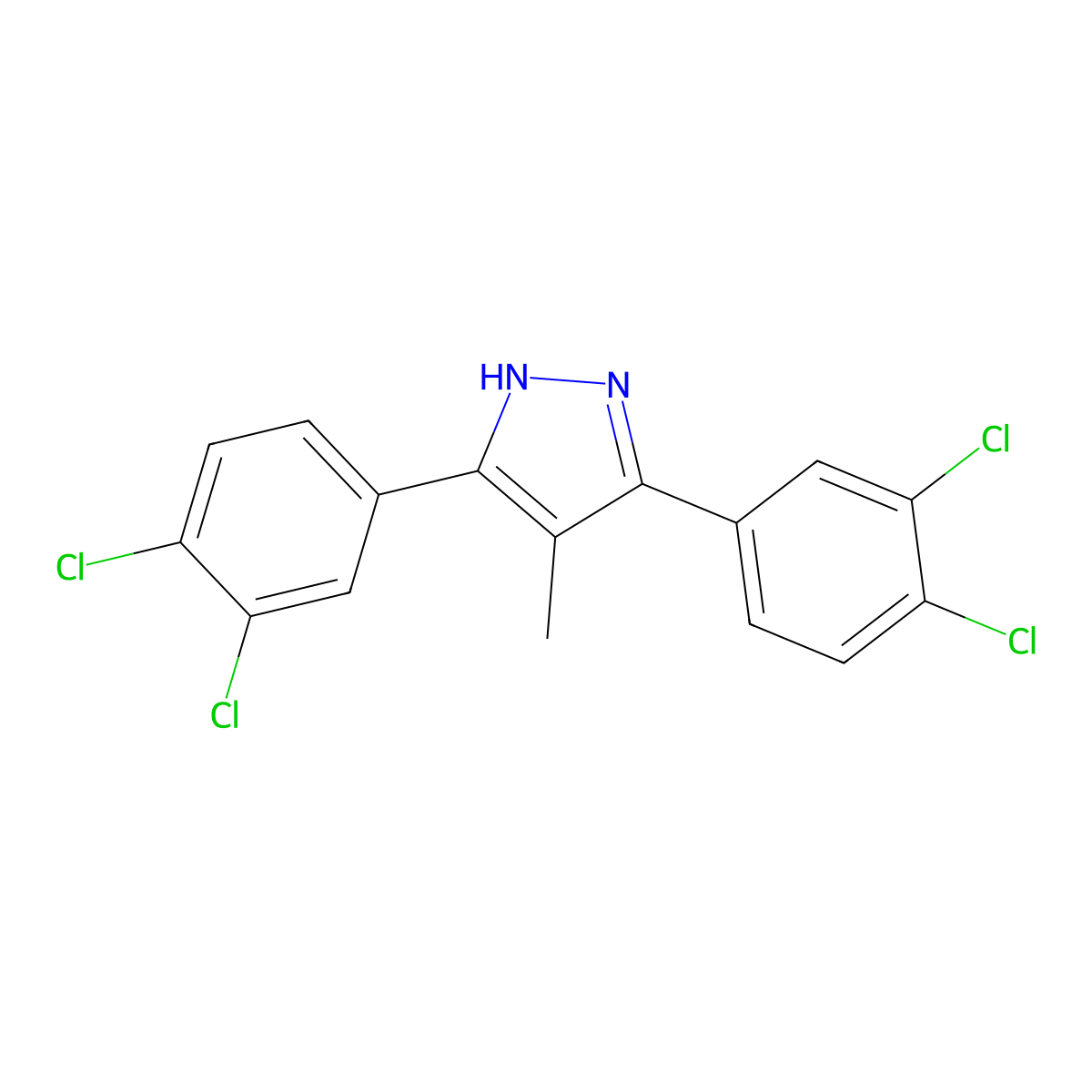 3,5-bis(3,4-dichlorophenyl)-4-methyl-1H-pyrazole molecular structure, CAS 1159918-93-0