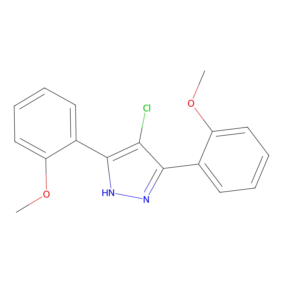4-chloro-3,5-bis(2-methoxyphenyl)-1H-pyrazole molecular structure, CAS 1159919-07-9