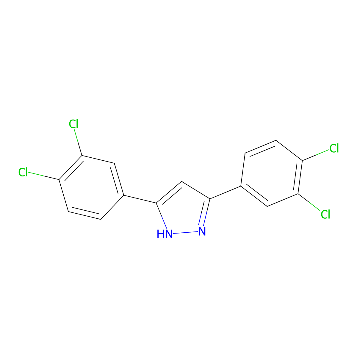 3,5-bis(3,4-dichlorophenyl)-1H-pyrazole molecular structure, CAS 1159936-49-8