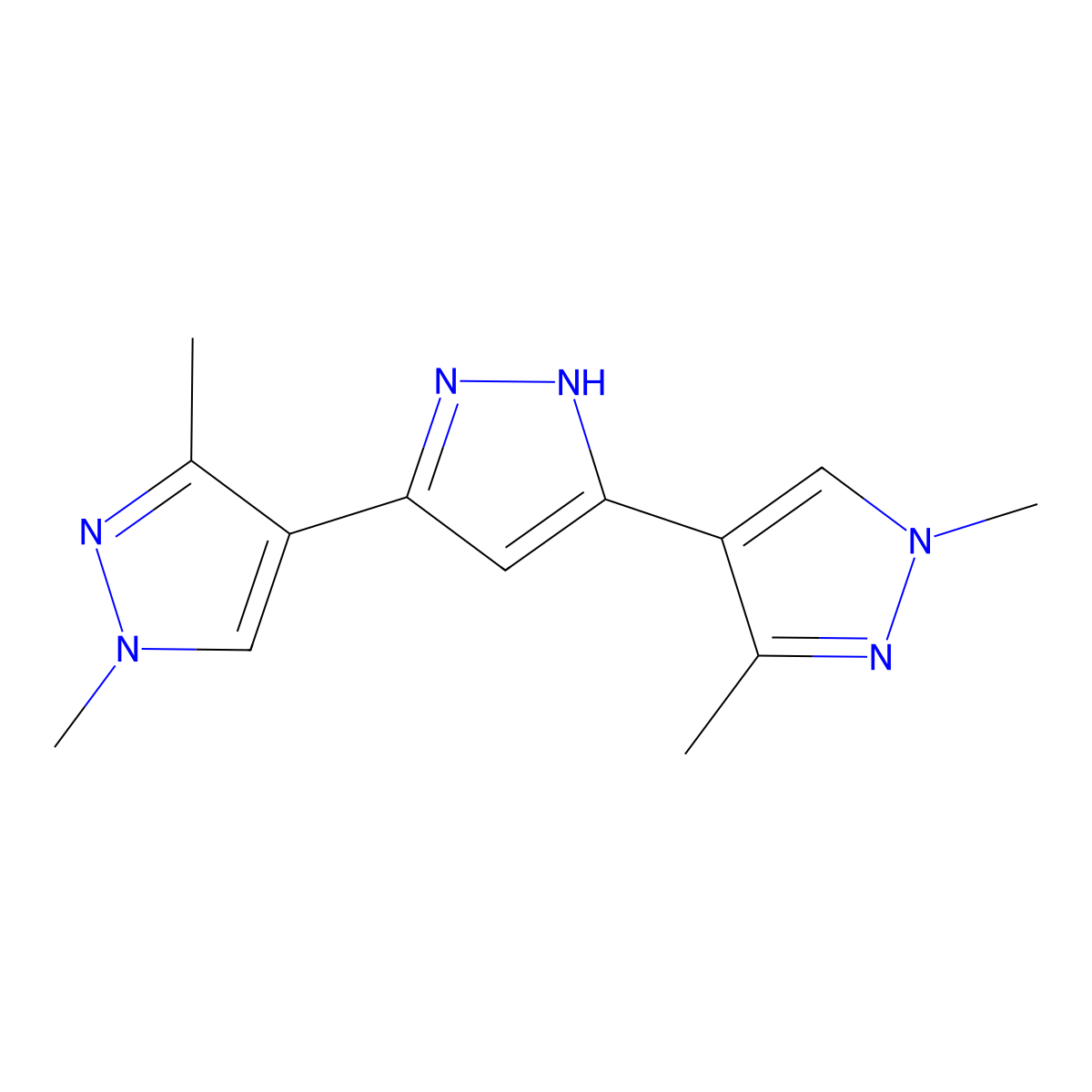 1,1'',3,3''-tetramethyl-1H,1'H,1''H-4,3':5',4''-terpyrazole molecular structure, CAS 1159937-01-5