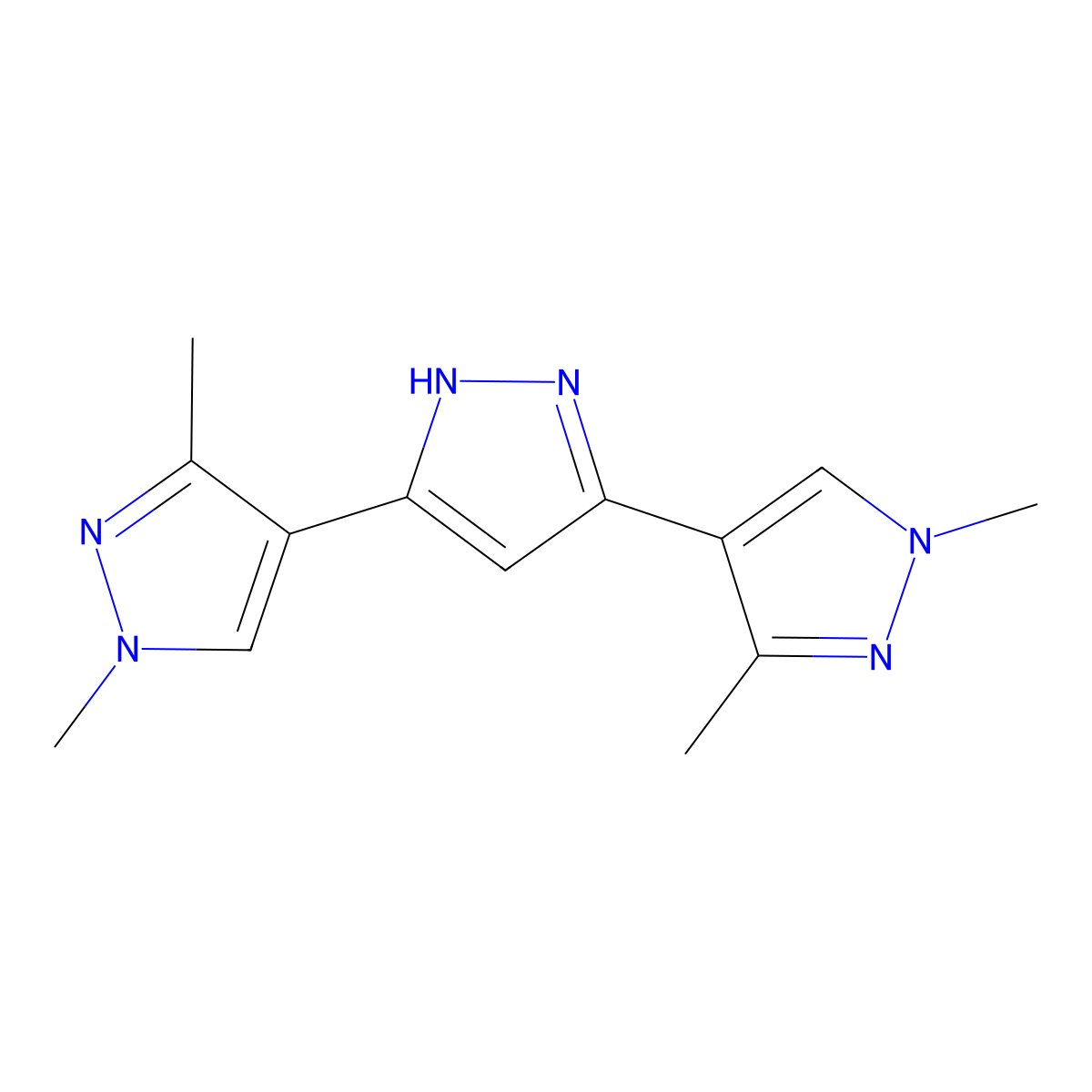 1,1'',3,3''-tetramethyl-1H,1'H,1''H-4,3':5',4''-terpyrazole molecular structure, CAS 1159937-01-5