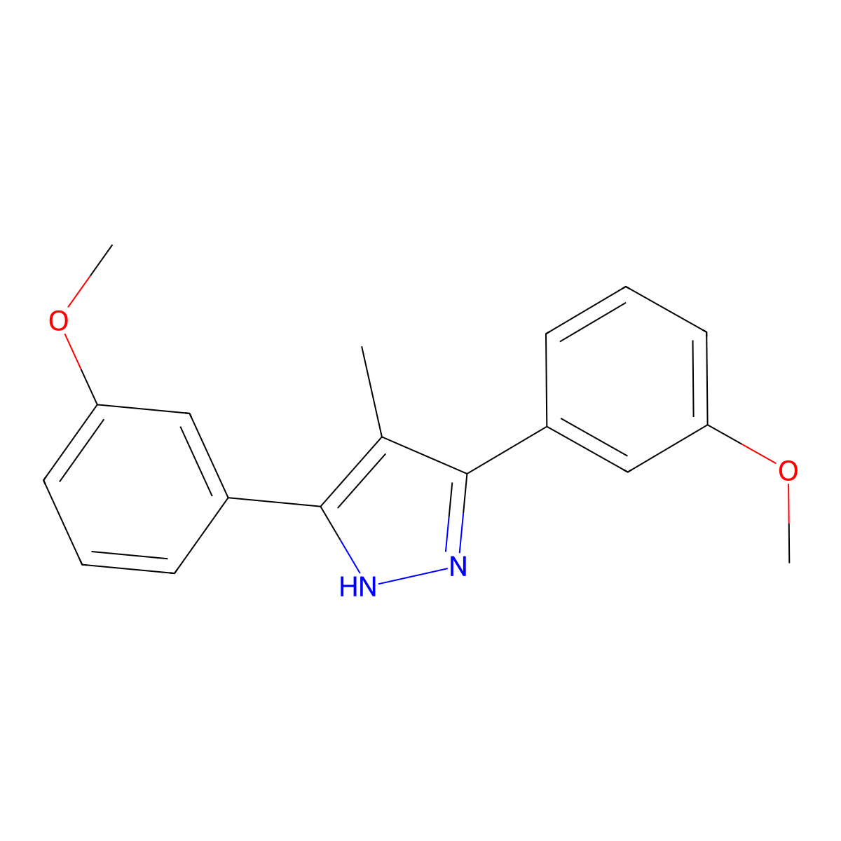 3,5-bis(3-methoxyphenyl)-4-methyl-1H-pyrazole molecular structure, CAS 1159937-05-9